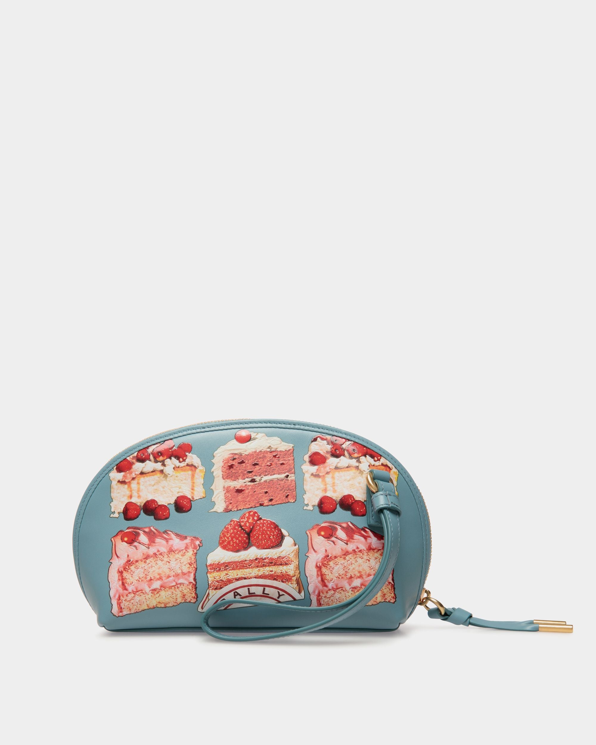 Beuteltasche Aus Leder In Medium Blue Mit Bally-Cake-Print - Damen - Bally - 02