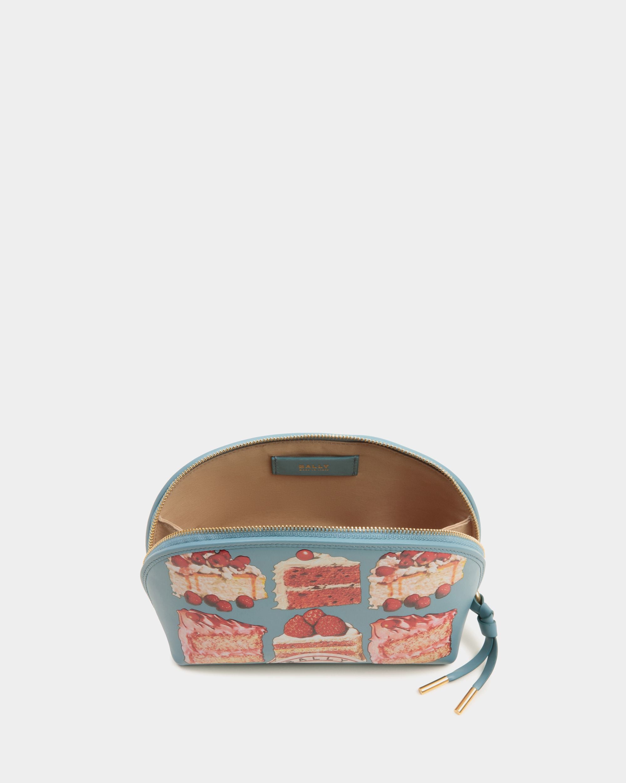 Beuteltasche Aus Leder In Medium Blue Mit Bally-Cake-Print - Damen - Bally - 03