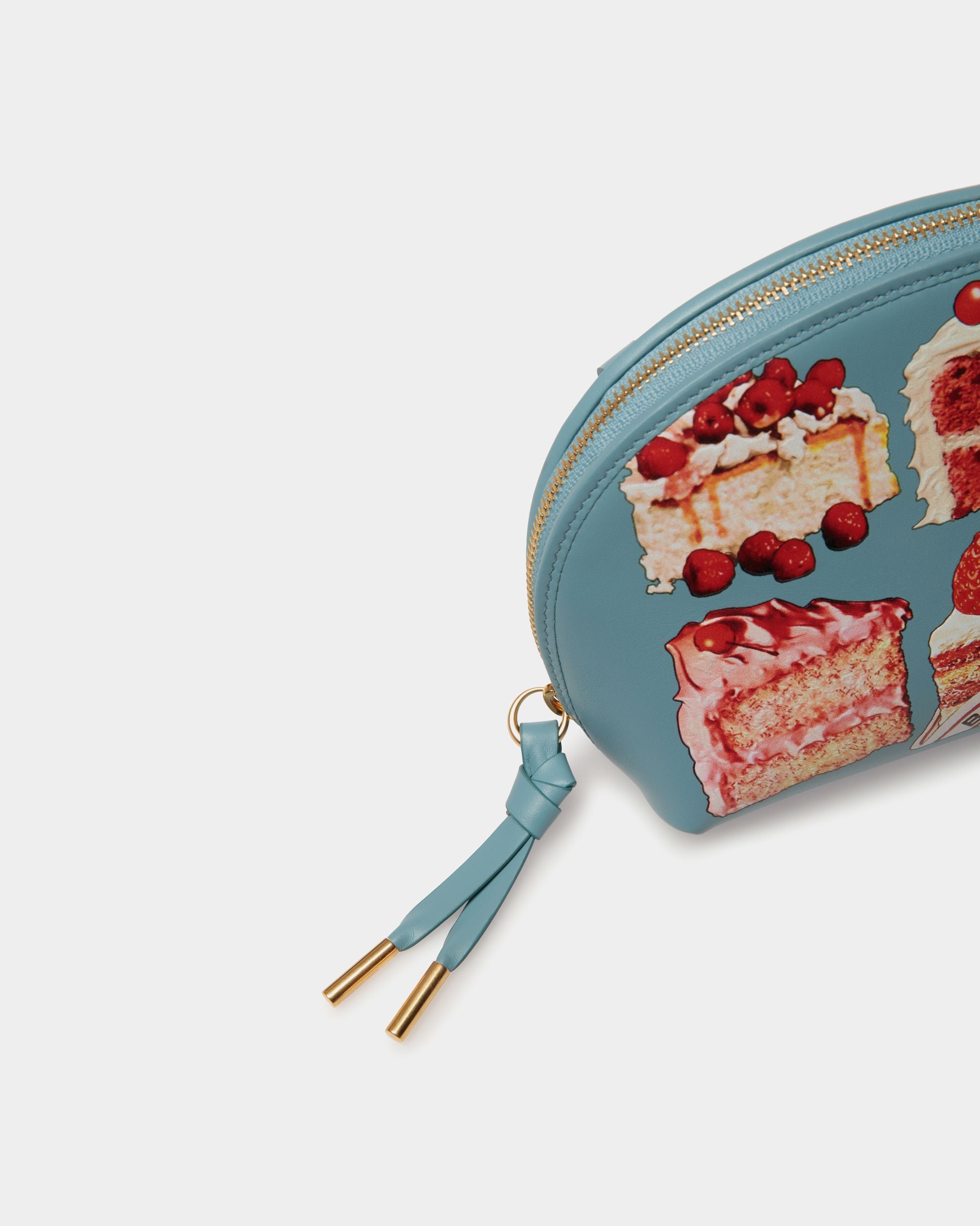 Beuteltasche Aus Leder In Medium Blue Mit Bally-Cake-Print - Damen - Bally - 04