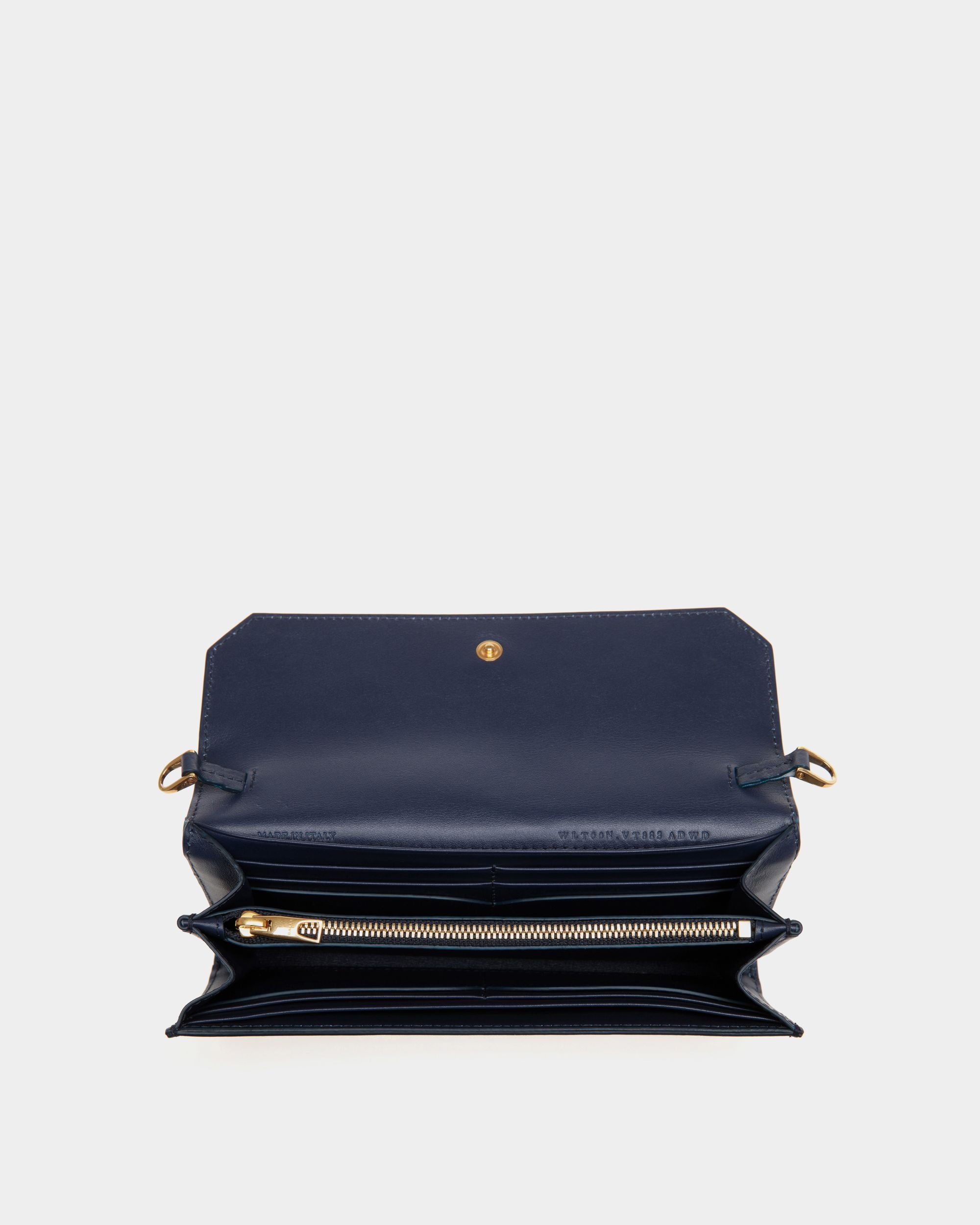 Emblem Geldbörse Aus Blauem Leder An Kette - Damen - Bally - 03