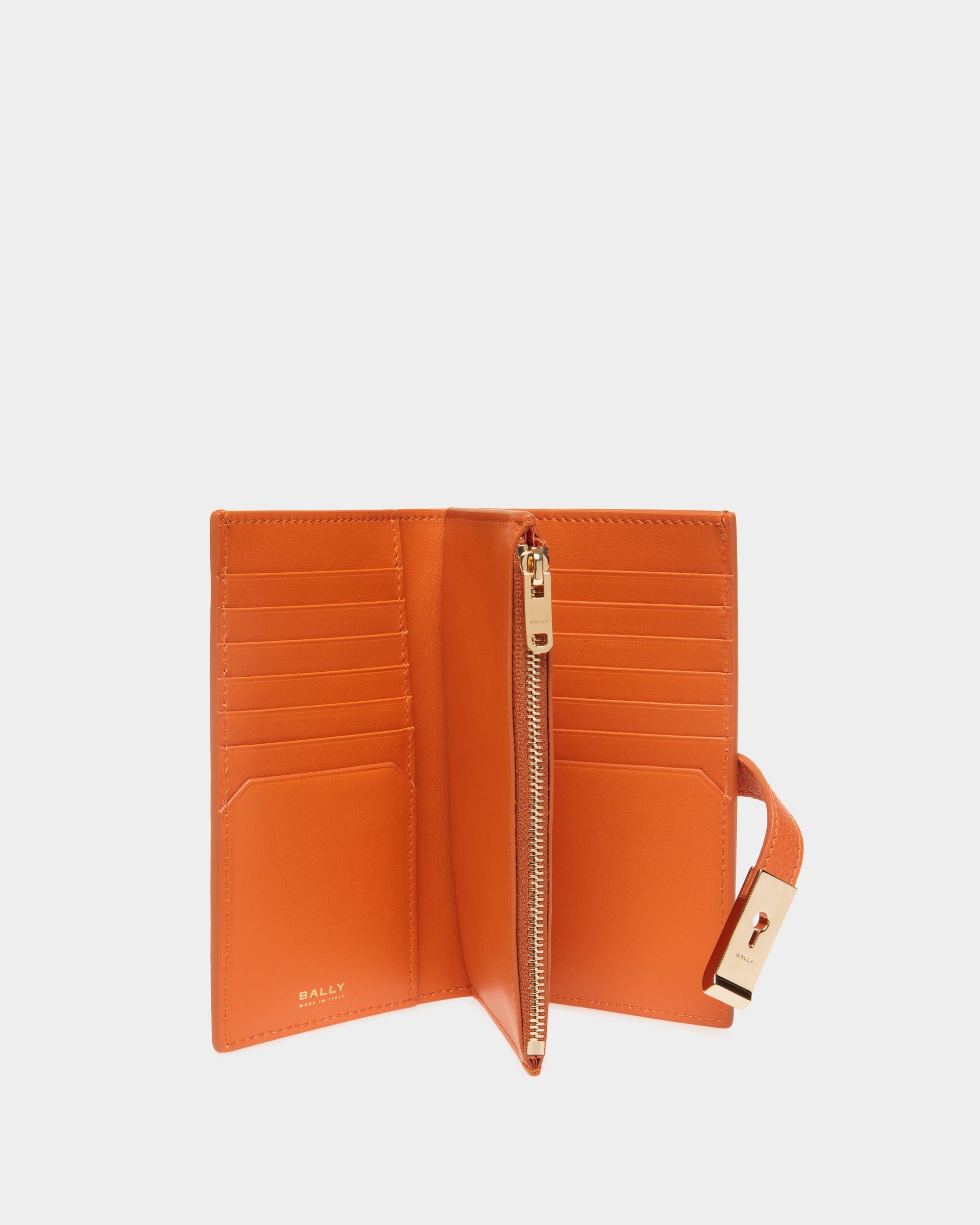Lange Geldbörse Lock Me Aus Genarbtem Leder In Koi Orange - Damen - Bally - 02