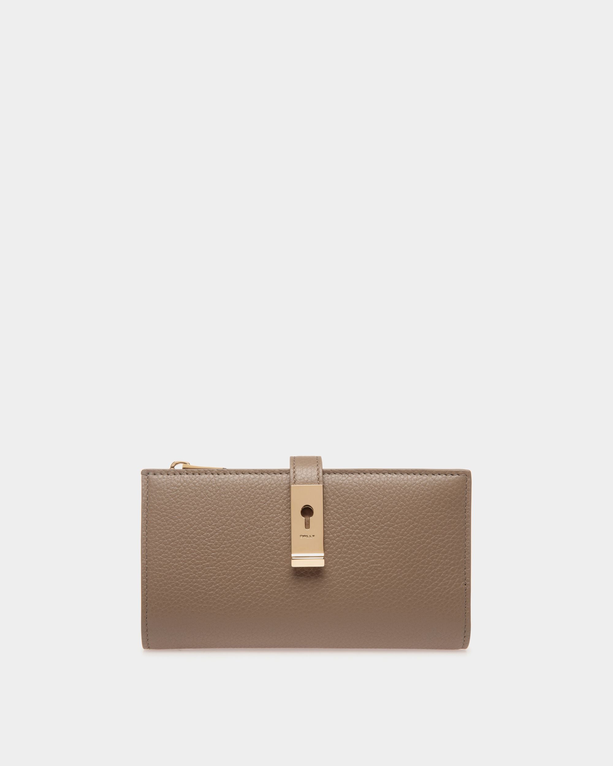 Lange Geldbörse Lock Me Aus Genarbtem Leder In Taupe - Damen - Bally - 01