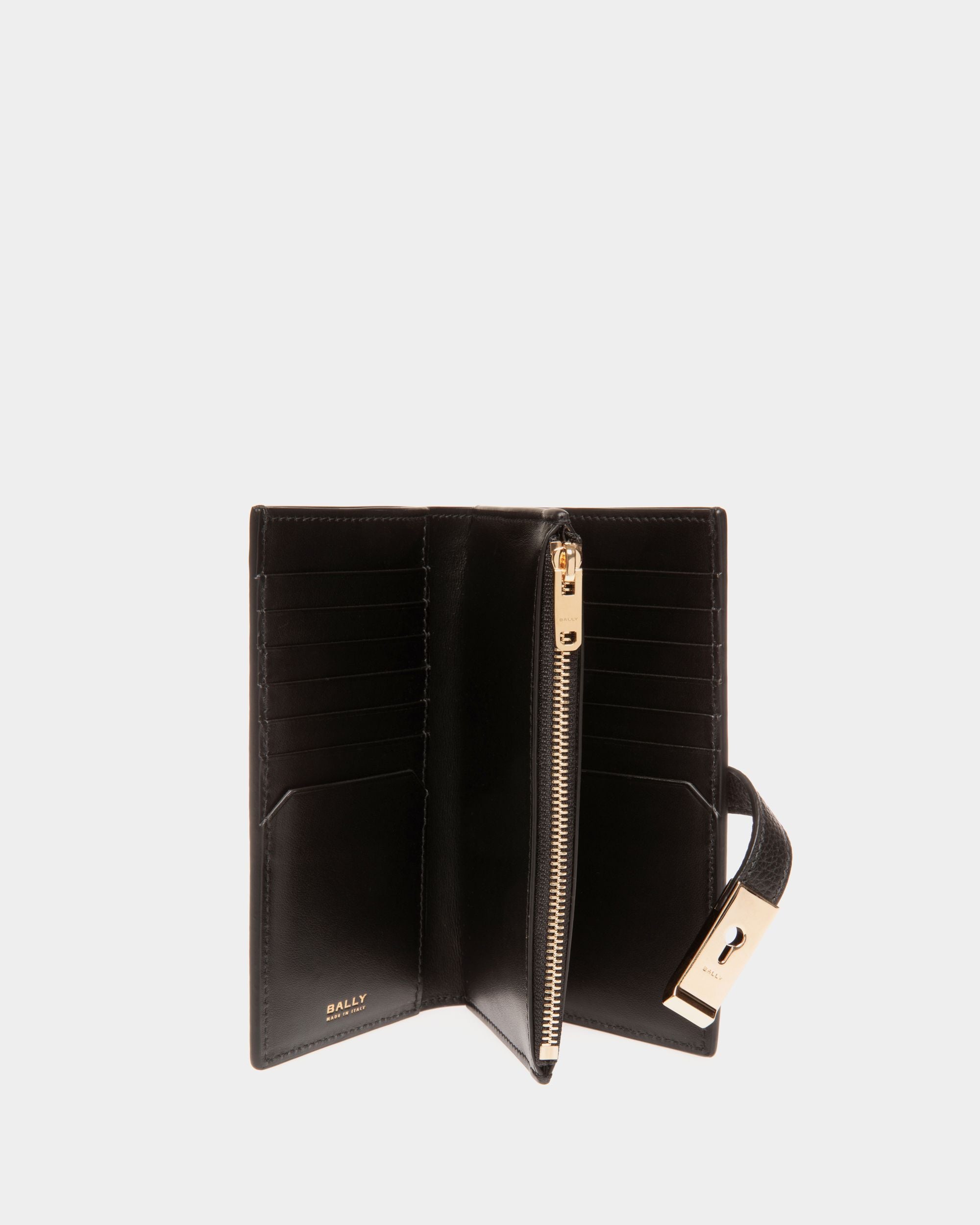 Lock Me Lange Geldbörse Aus Genarbtem Leder In Schwarz - Damen - Bally - 03
