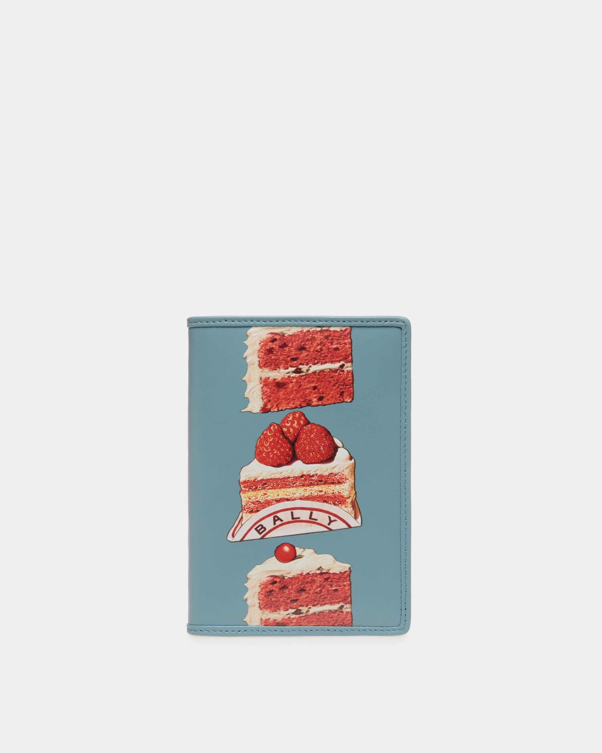 Reisepassetui Aus Leder In Medium Blue Mit Bally-Cake-Print - Damen - Bally - 01