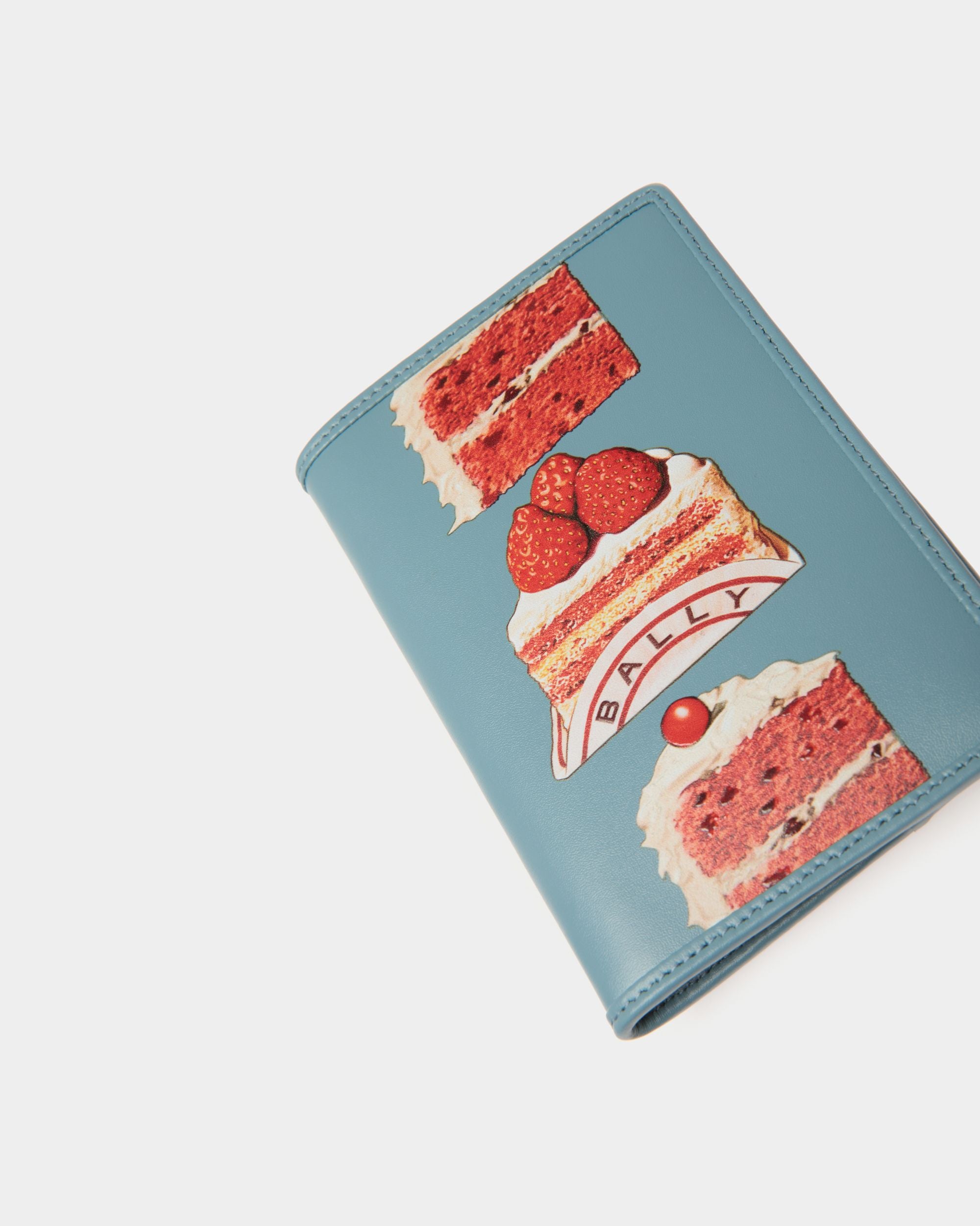 Reisepassetui Aus Leder In Medium Blue Mit Bally-Cake-Print - Damen - Bally - 04