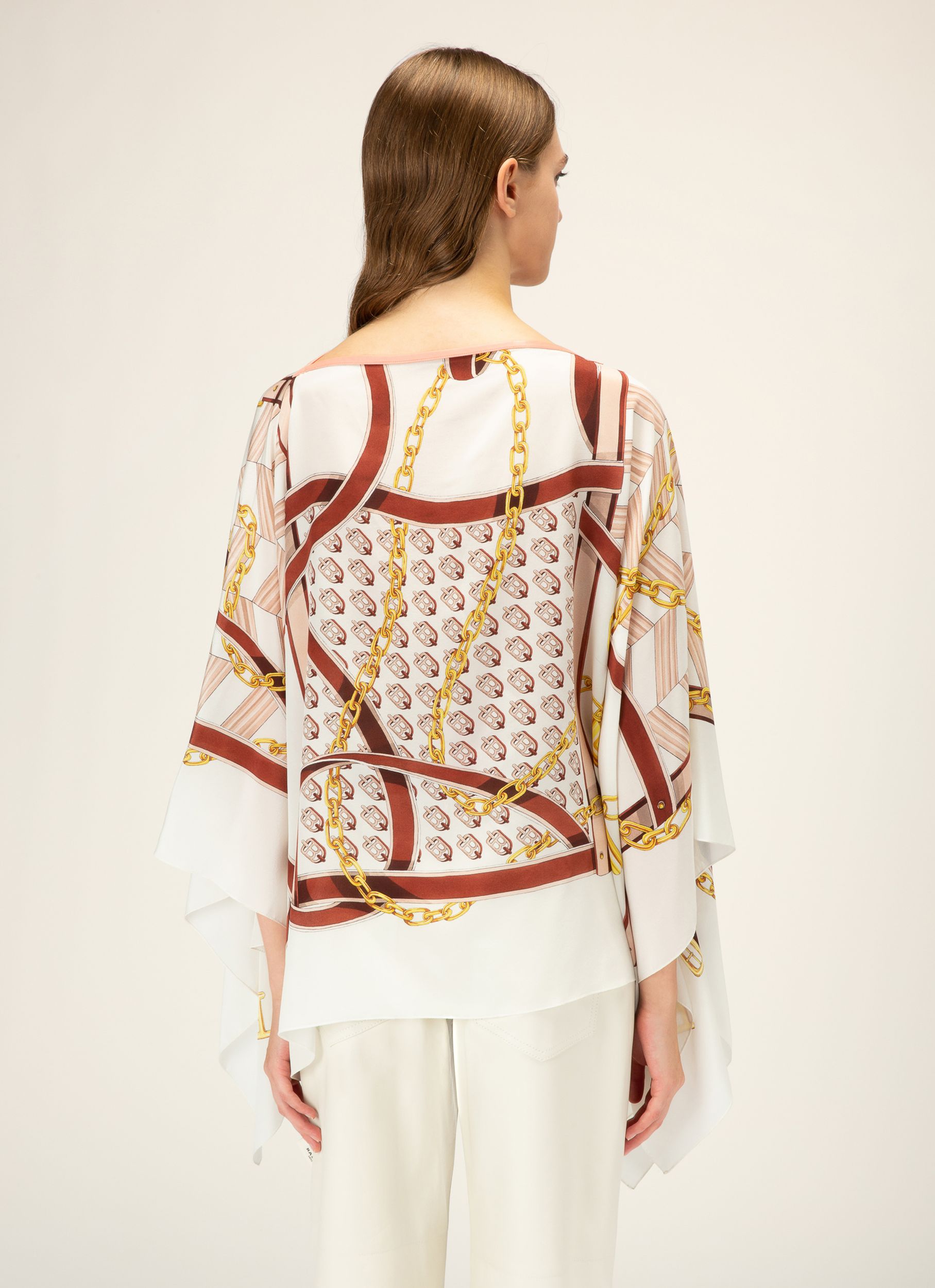 Kaftan Mit Bb-Motiv Accessoire Aus Elfenbeinfarbener Seide - Damen - Bally - 04
