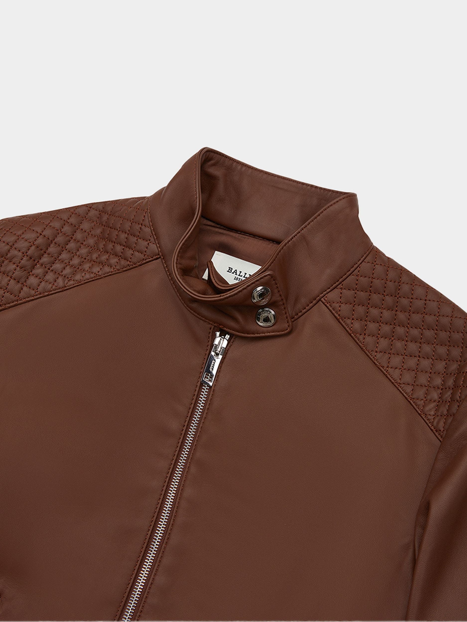 Women's Brown Leather Jacket - Damen - Bally - 02
