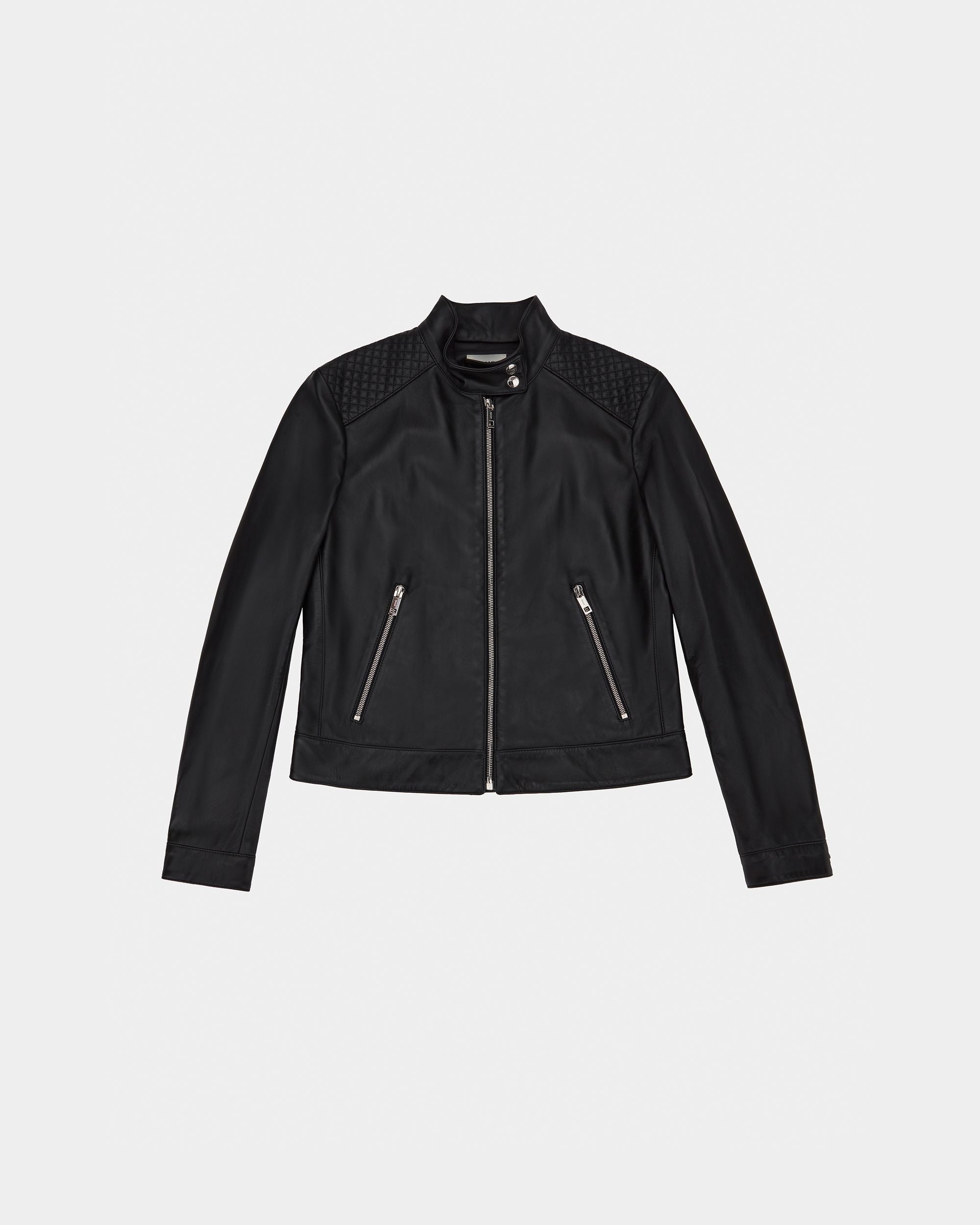 Women's Black Leather Jacket - Damen - Bally - 01