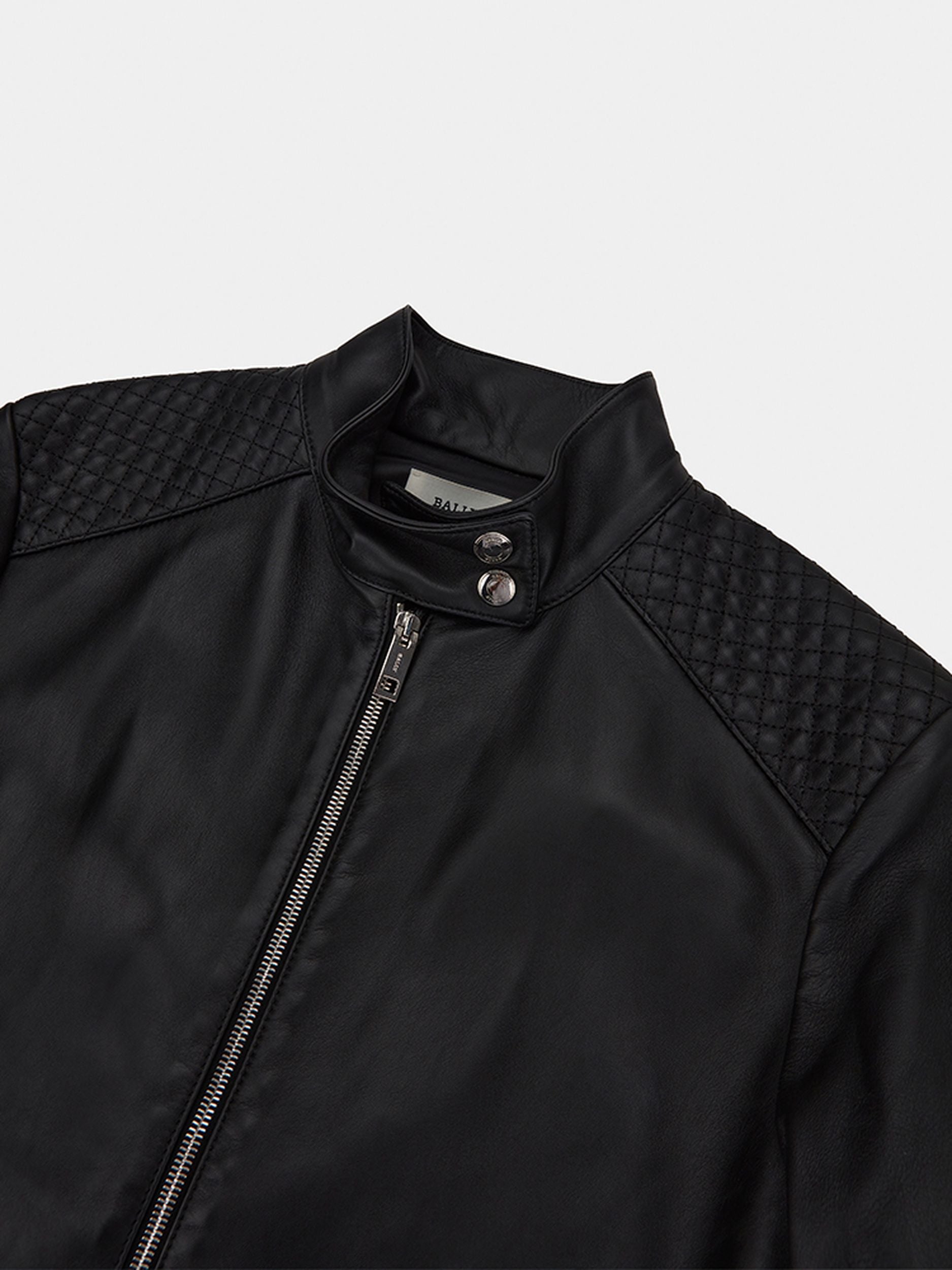 Women's Black Leather Jacket - Damen - Bally - 04