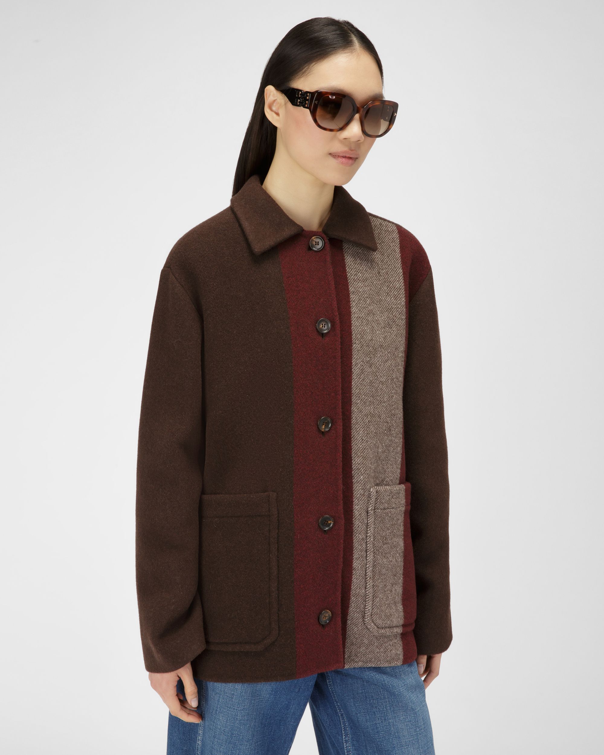 Jacke Aus Wollmischgewebe In Ebenholzbraun - Damen - Bally - 01