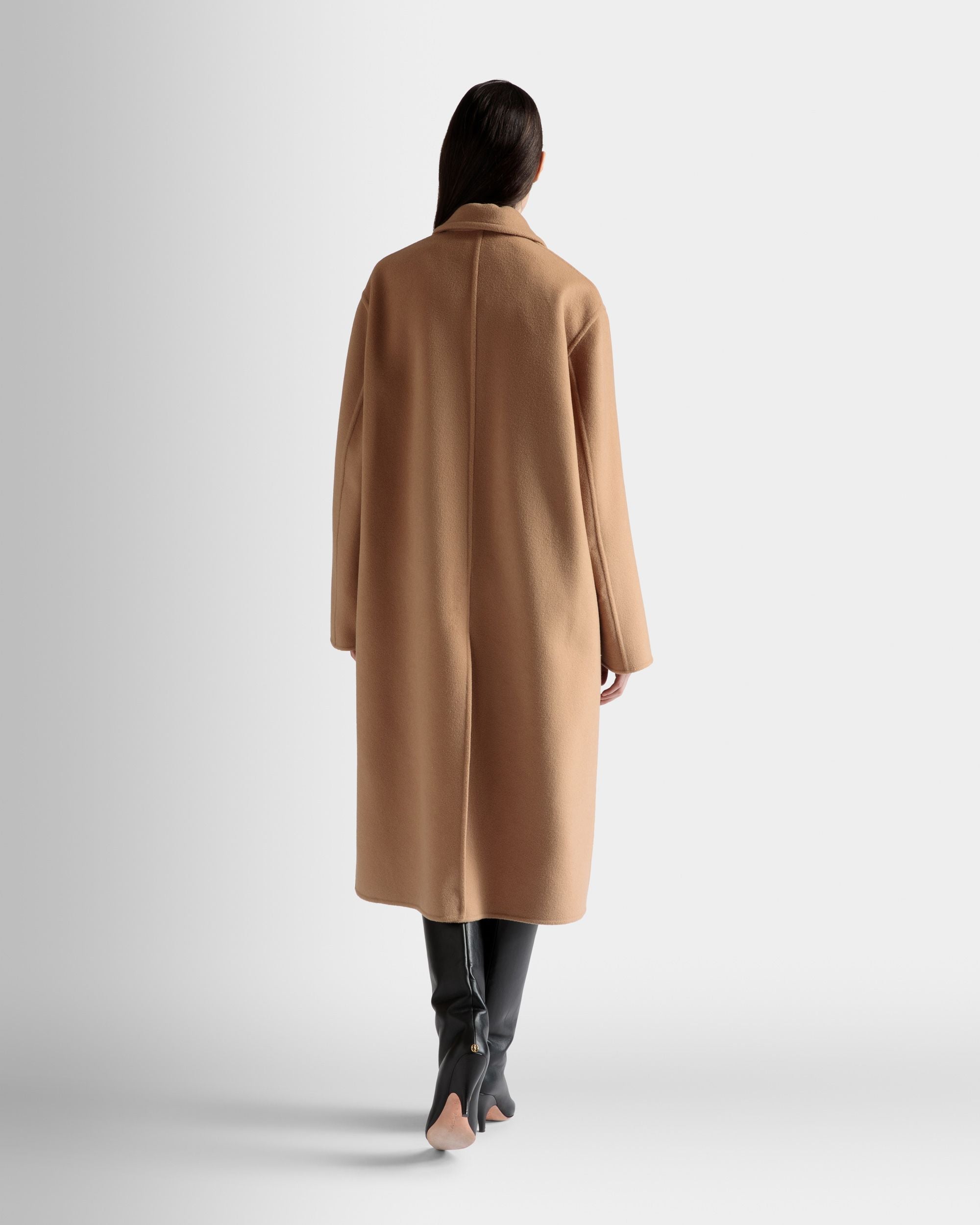 Einreihiger Mantel Aus Kaschmir-Woll-Mix In Camel - Damen - Bally - 06