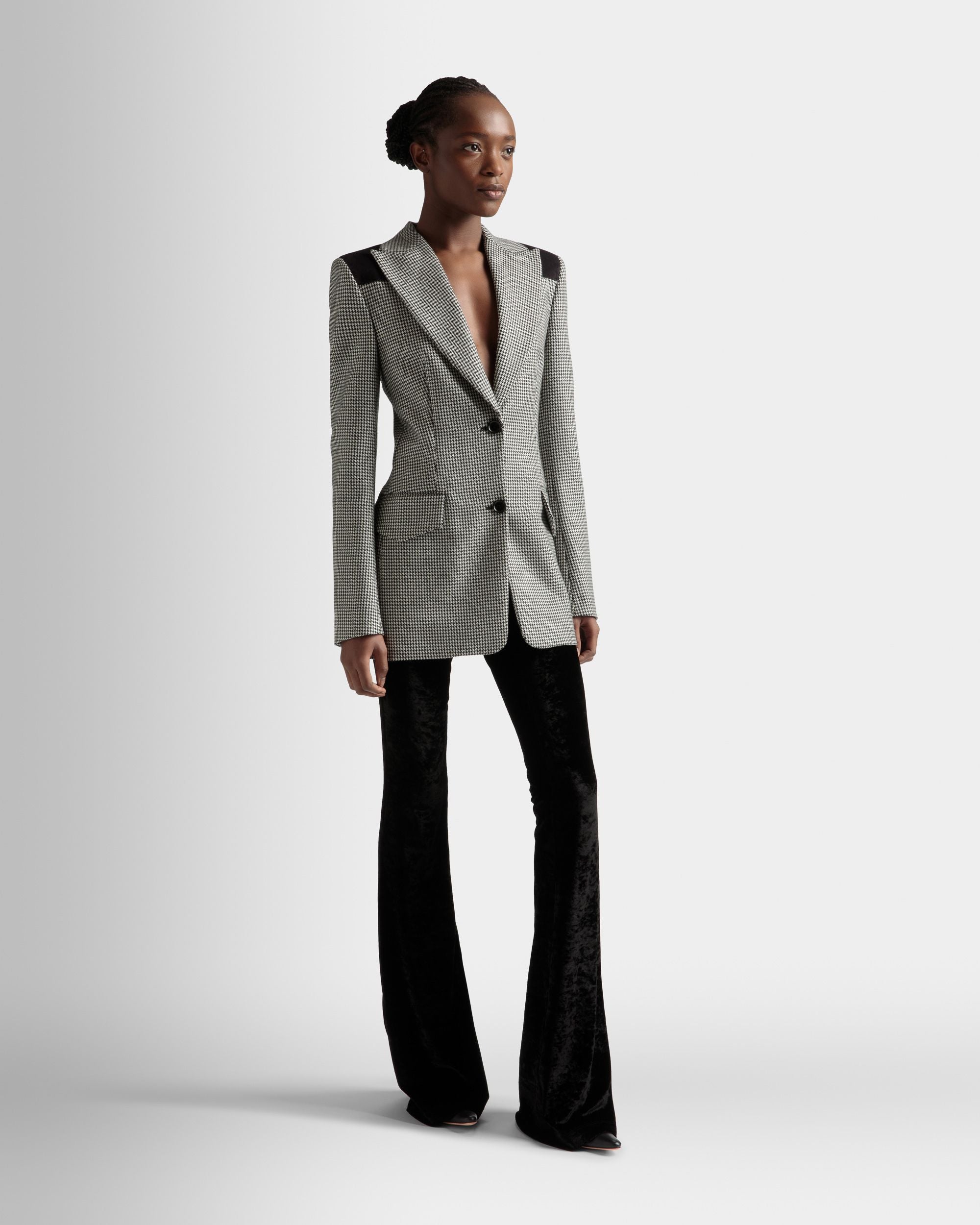 Blazer im Hahnentrittmuster Aus schwarzer und weißer Wolle - Damen - Bally - 02