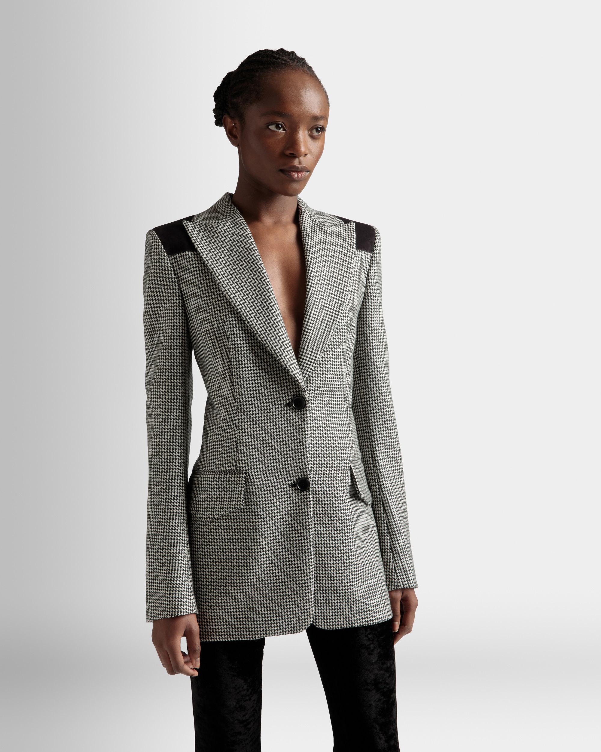 Blazer im Hahnentrittmuster Aus schwarzer und weißer Wolle - Damen - Bally - 03