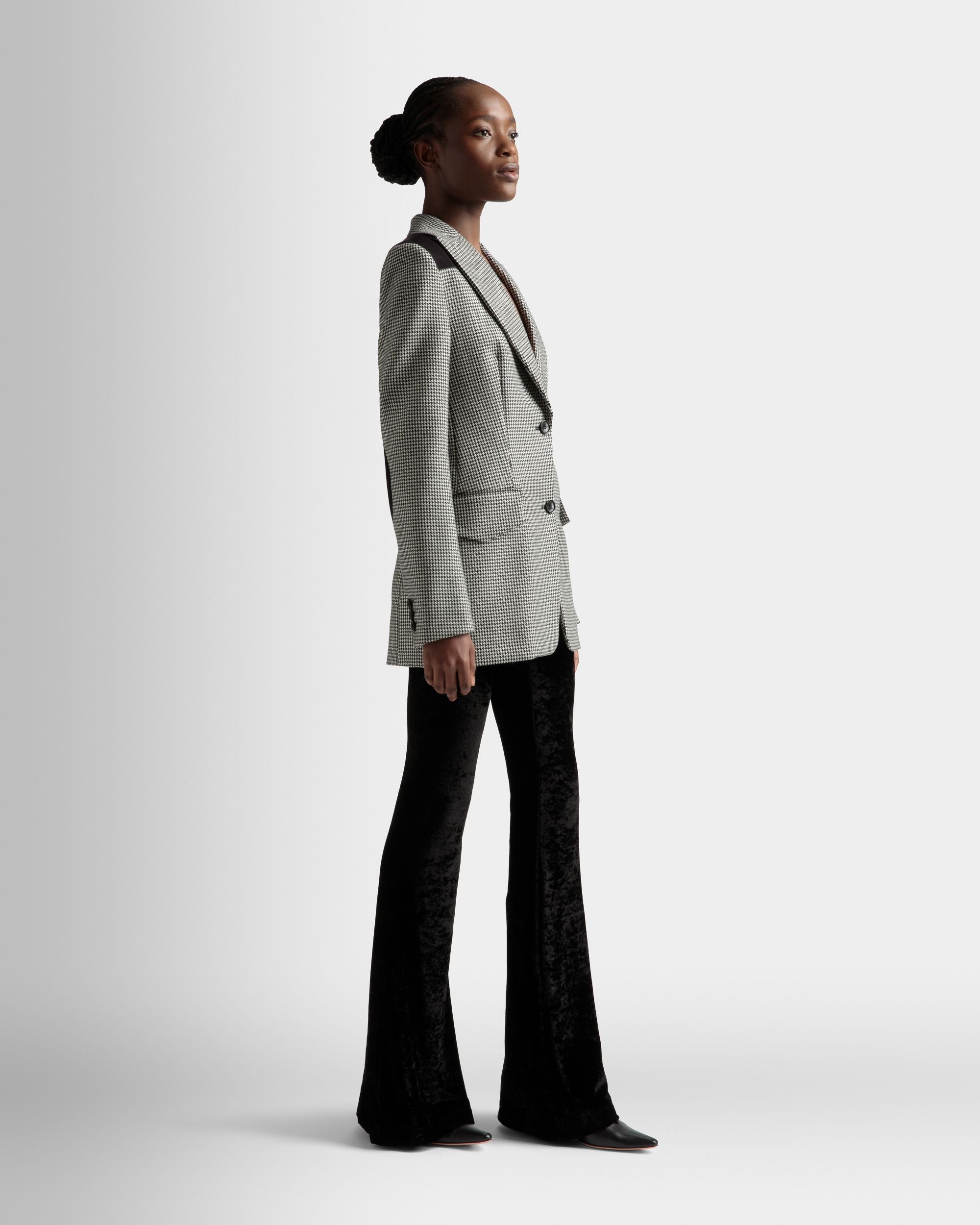 Blazer im Hahnentrittmuster Aus schwarzer und weißer Wolle - Damen - Bally - 05