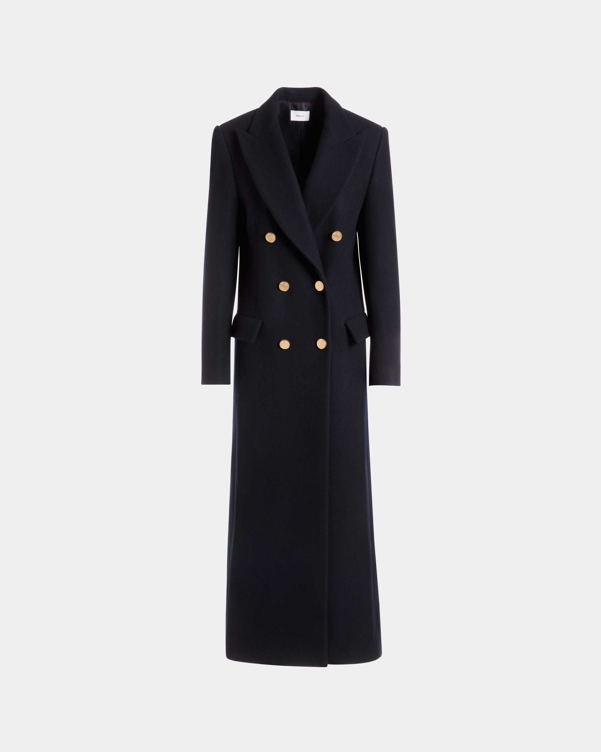 Zweireihiger Mantel Aus Wolle In Navy Blue - Damen - Bally - 01