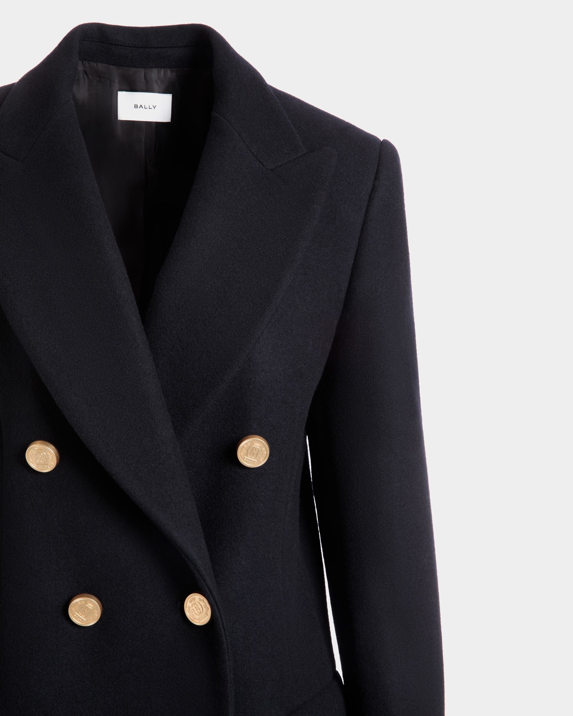 Zweireihiger Mantel Aus Wolle In Navy Blue - Damen - Bally - 02