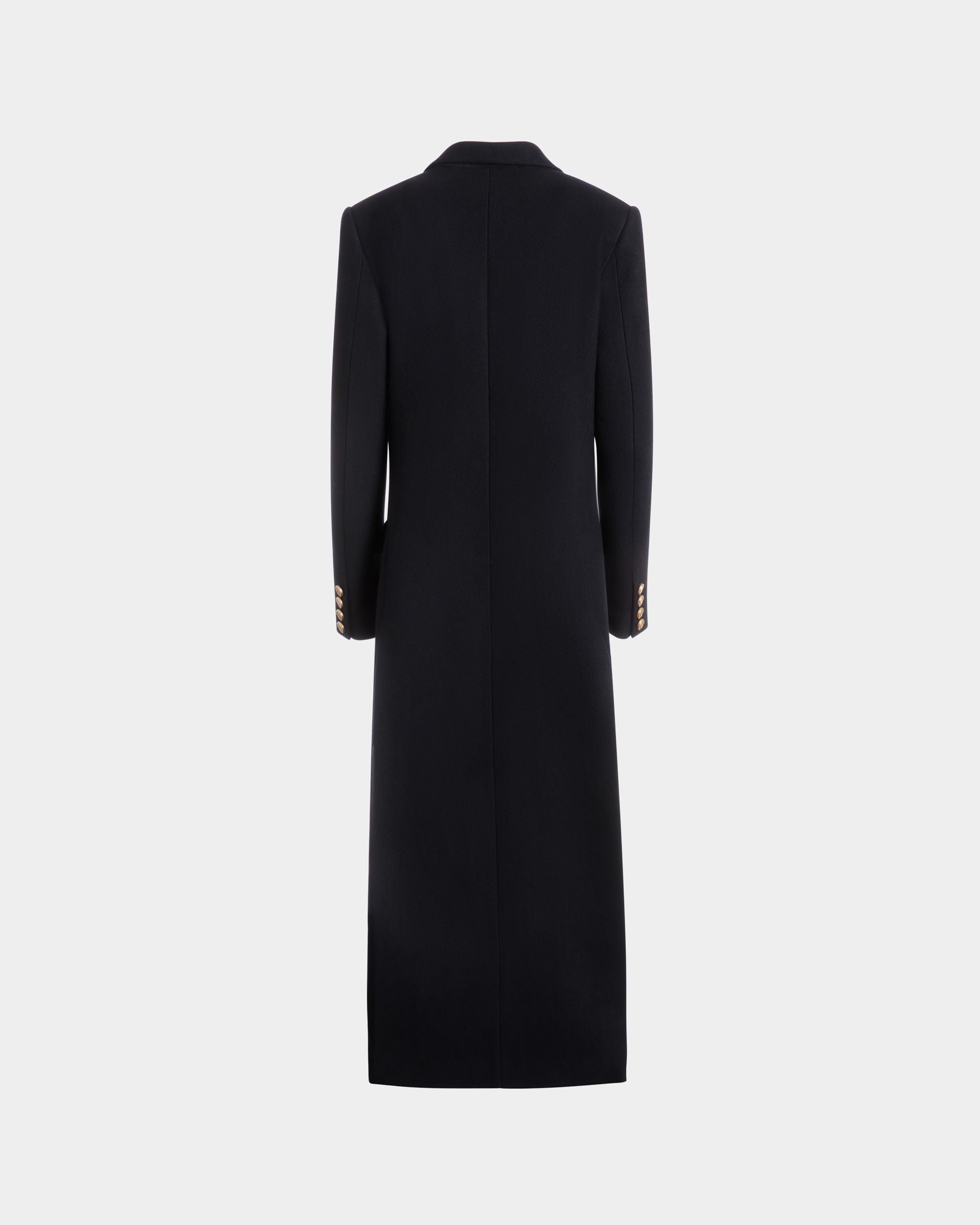Zweireihiger Mantel Aus Wolle In Navy Blue - Damen - Bally - 03