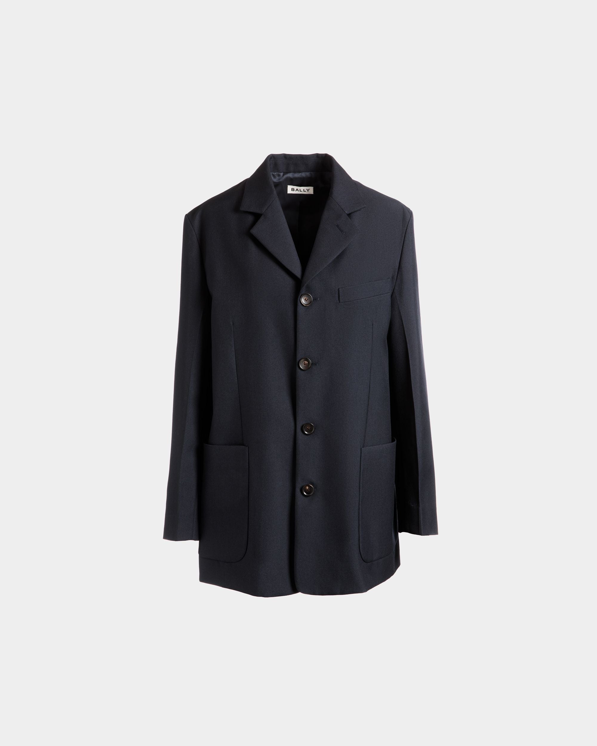 Einreihige Jacke Aus Einer Wollmischung In Navy Blue - Damen - Bally - 01