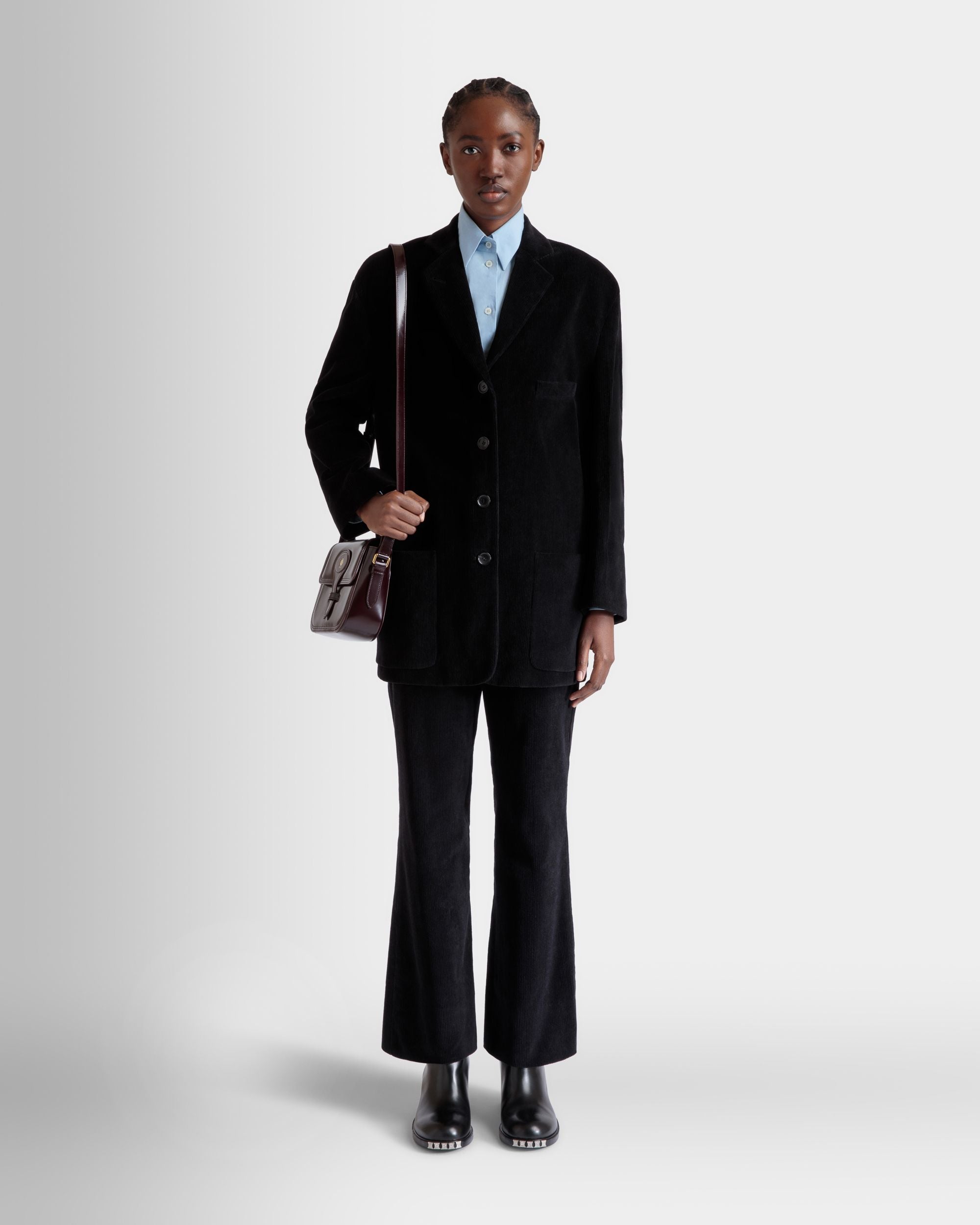 Blazer In Black Cotton Corduroy - Damen - Bally - 02