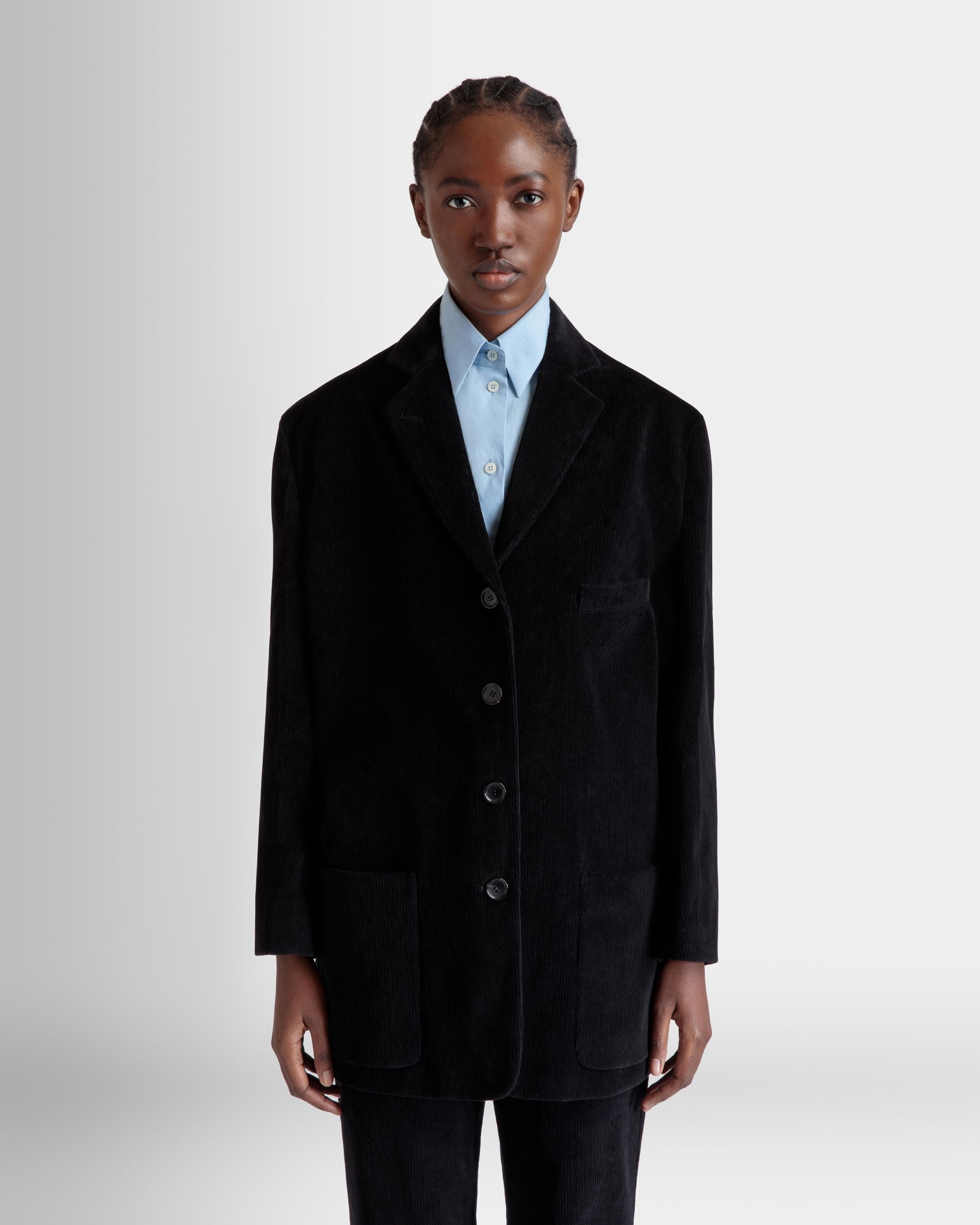 Blazer In Black Cotton Corduroy - Damen - Bally - 03