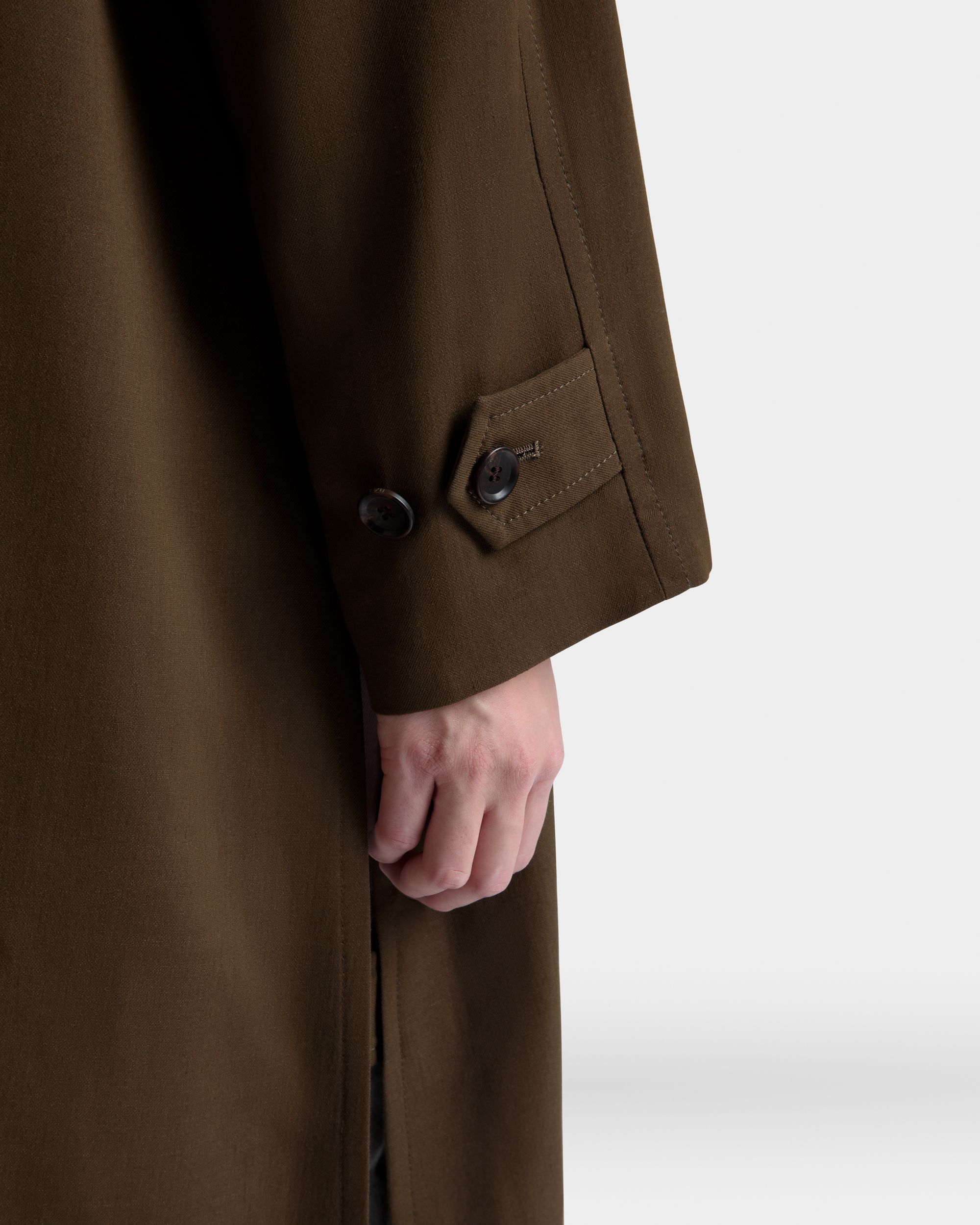 Mantel In Aus Fließender Gabardine In Military Green - Damen - Bally - 03