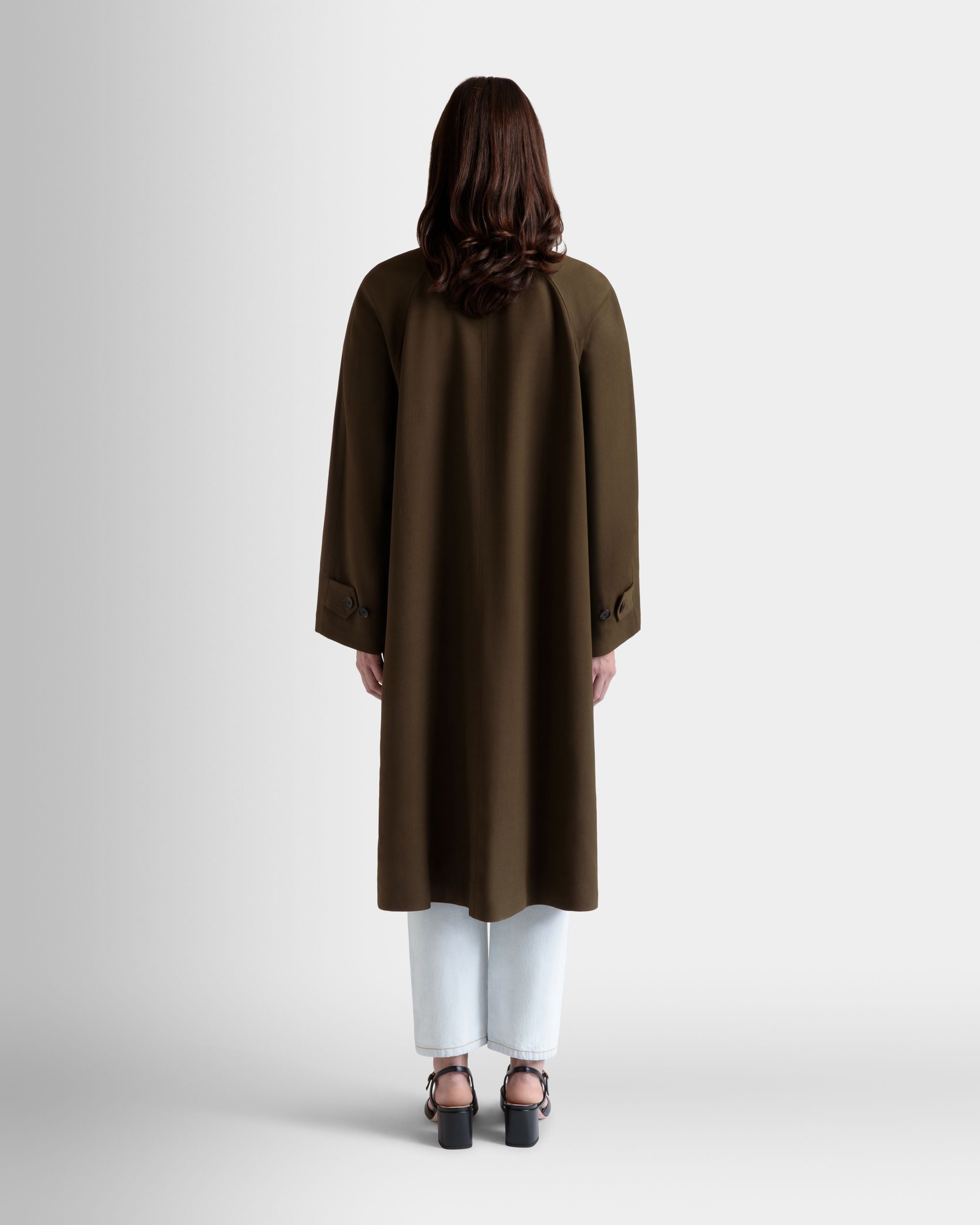 Mantel In Aus Fließender Gabardine In Military Green - Damen - Bally - 06