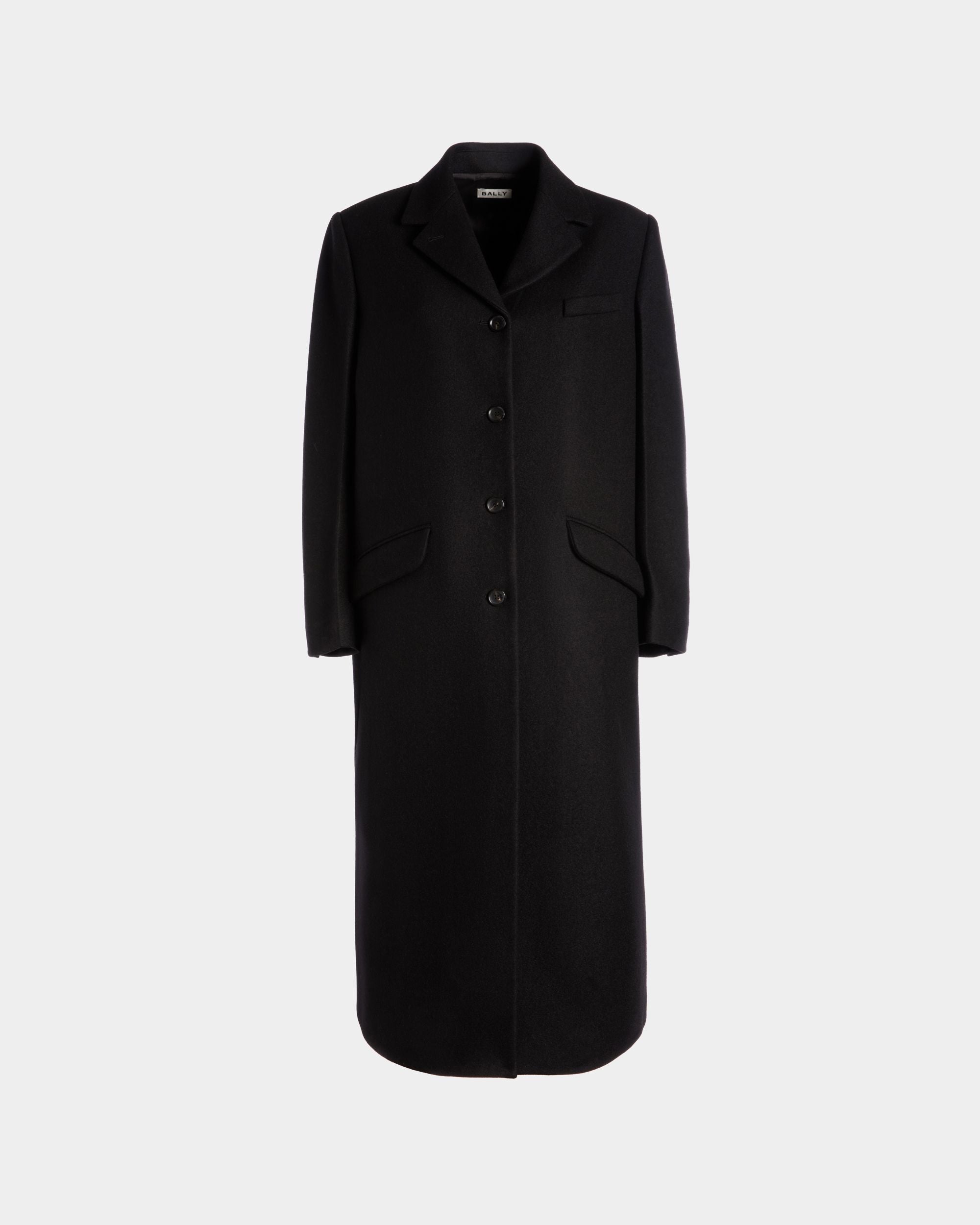 Einreihiger Mantel Aus Wolle In Schwarz - Damen - Bally - 01