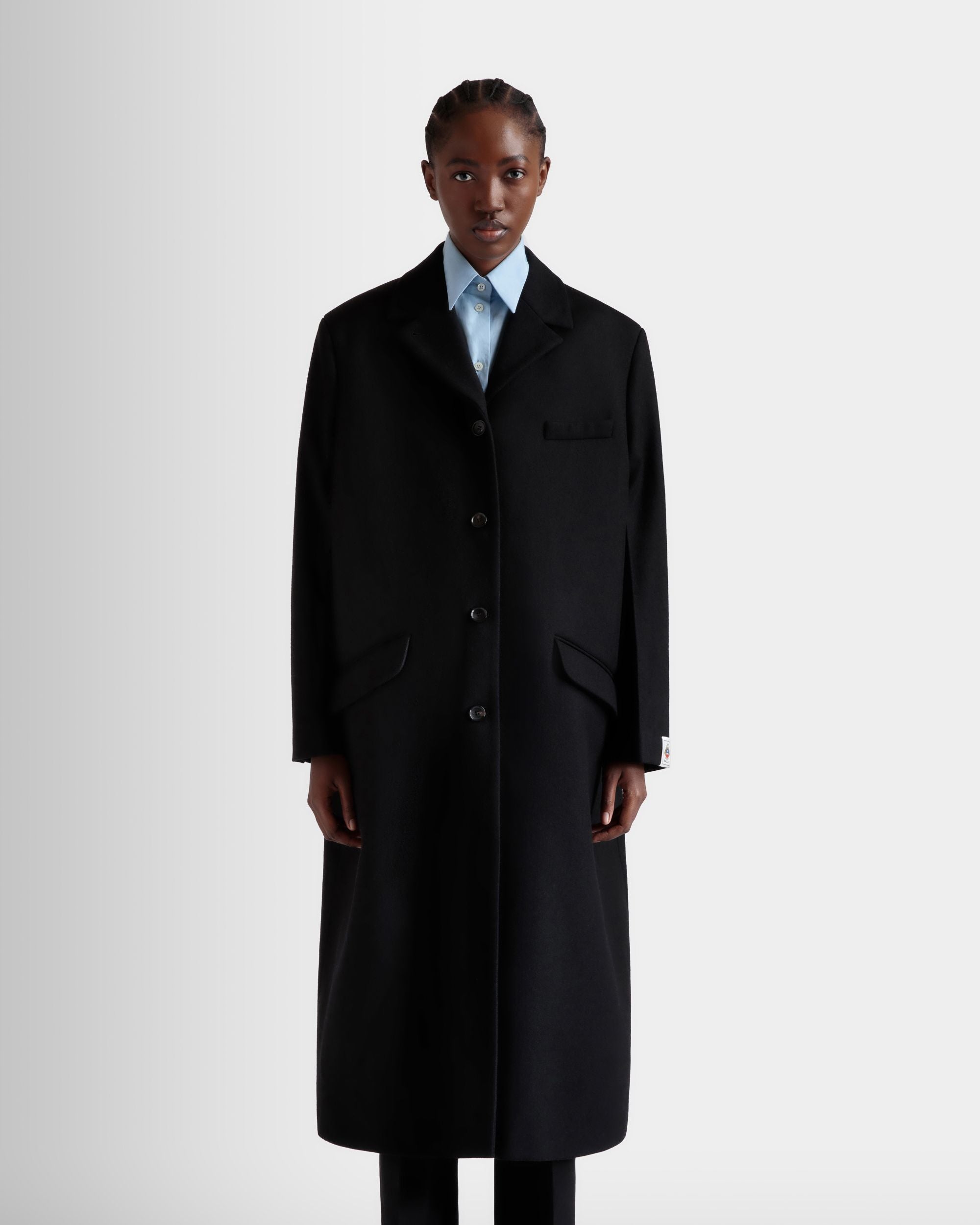 Einreihiger Mantel Aus Wolle In Schwarz - Damen - Bally - 03