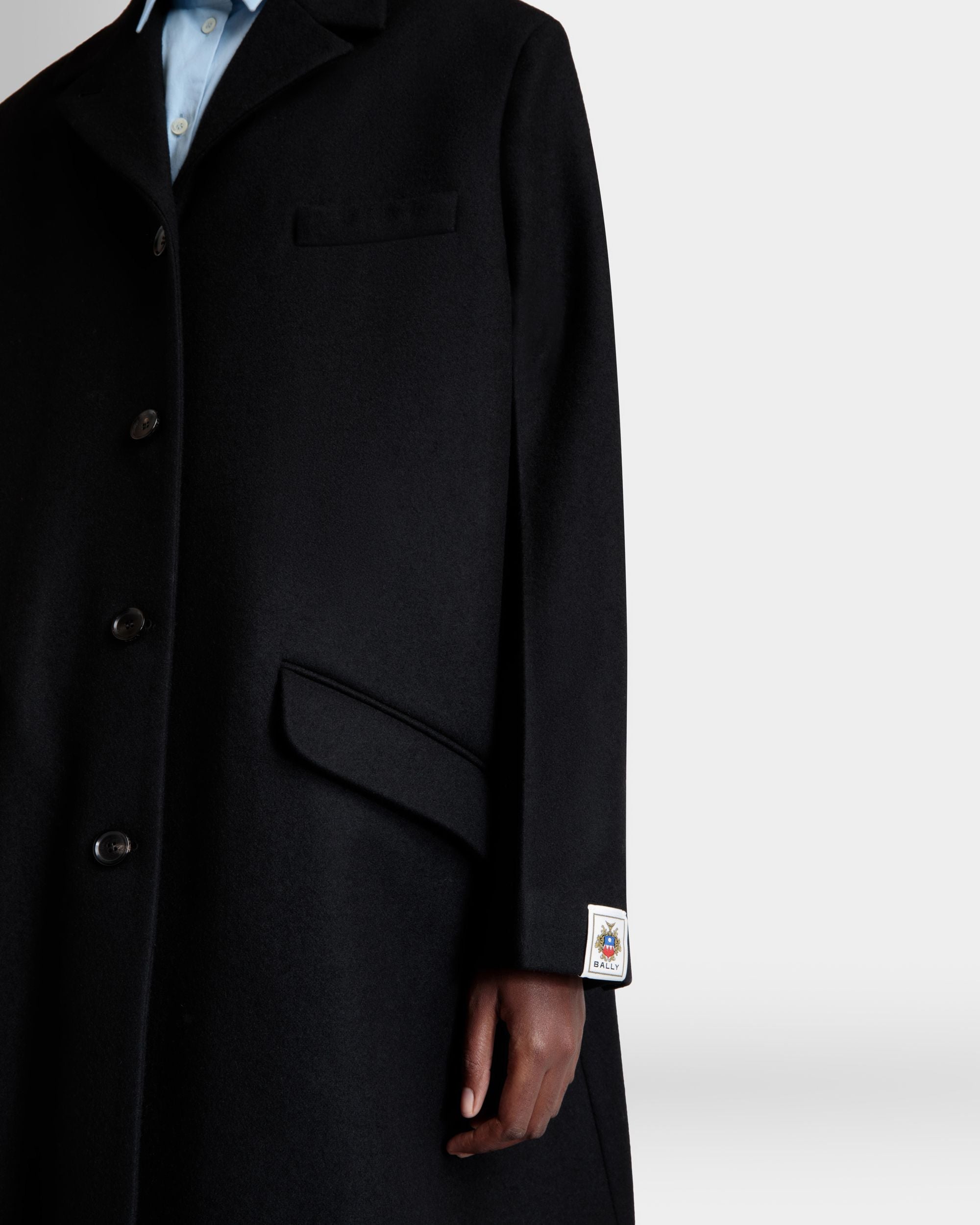 Einreihiger Mantel Aus Wolle In Schwarz - Damen - Bally - 08