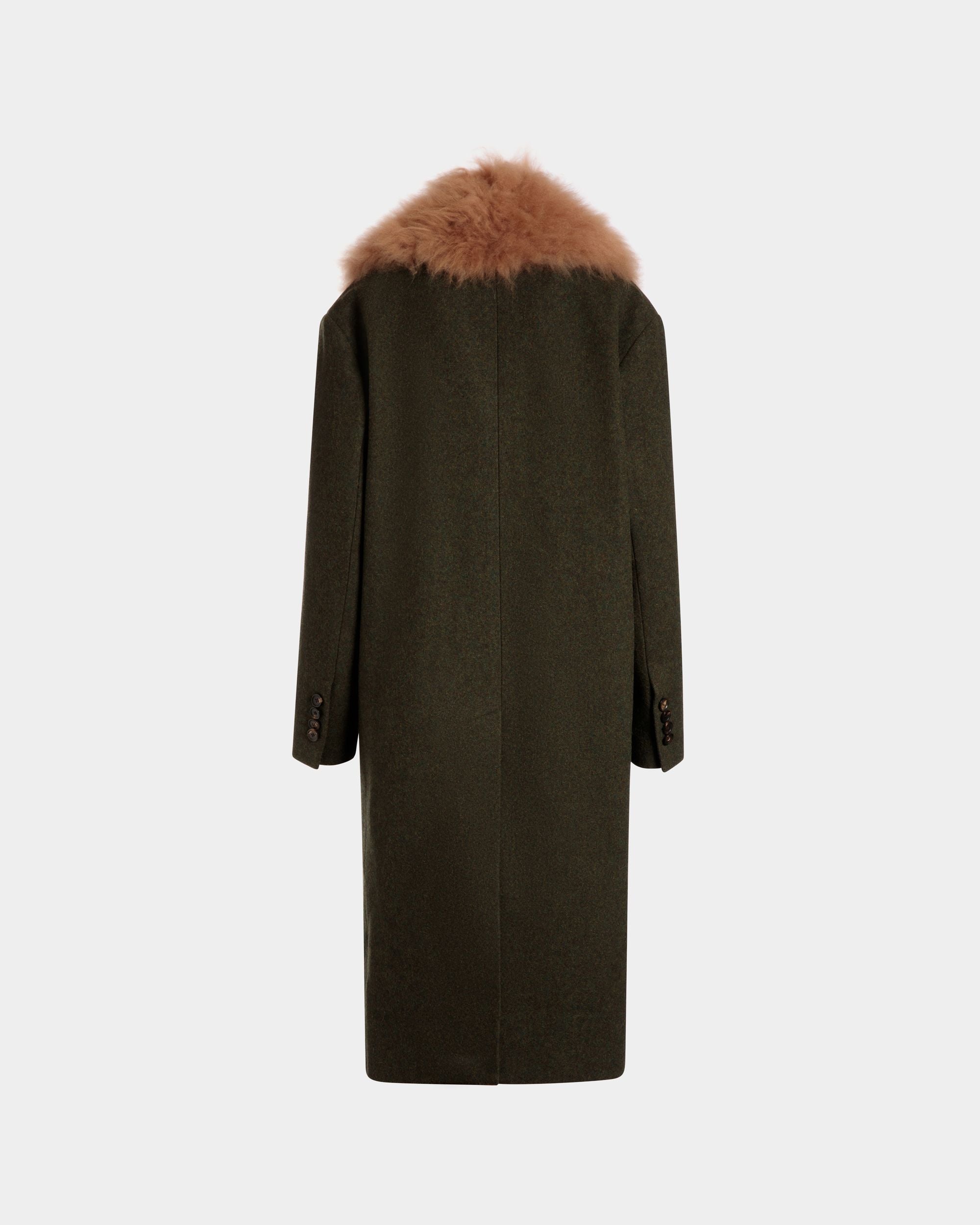 Single-Breasted Coat In Dark Green Wool - Damen - Bally - 07