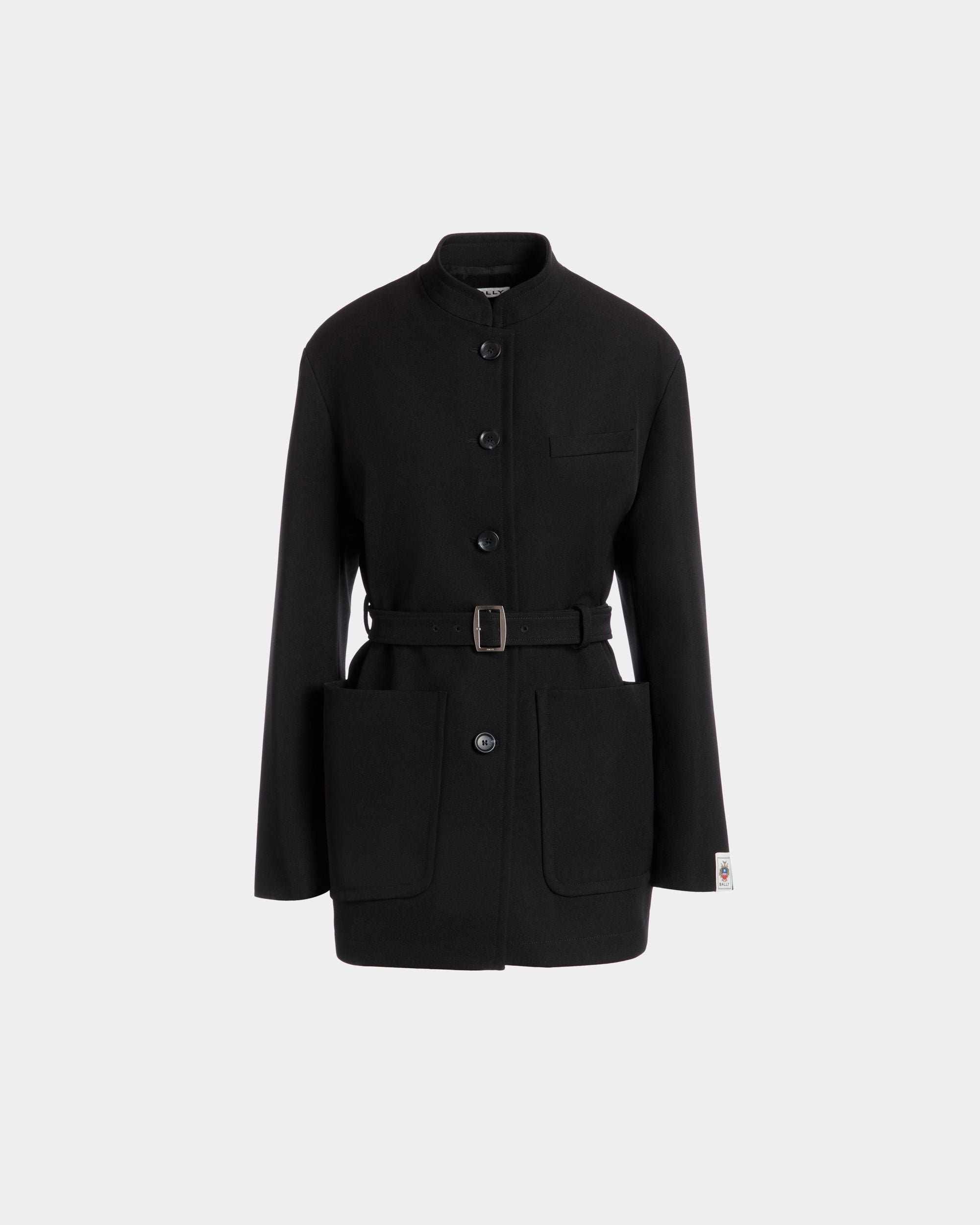Jacke Mit Gürtel Aus Schwarzer Nylon-Gabardine - Damen - Bally - 01