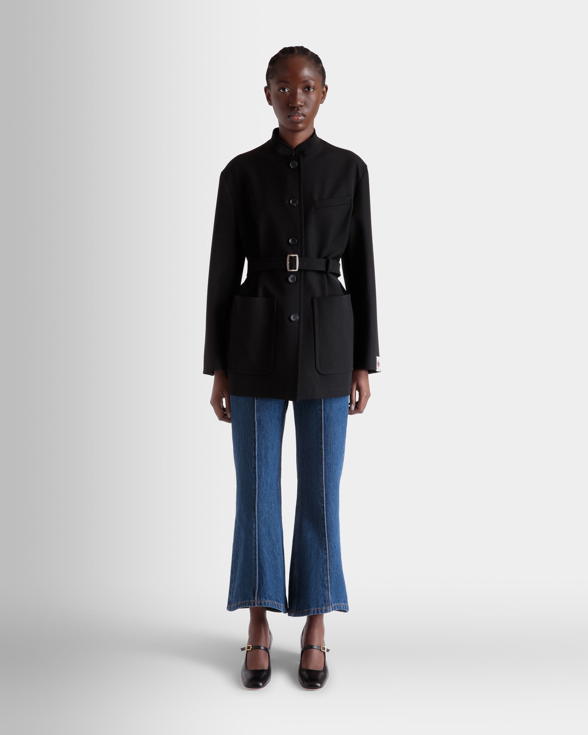 Jacke Mit Gürtel Aus Schwarzer Nylon-Gabardine - Damen - Bally - 02