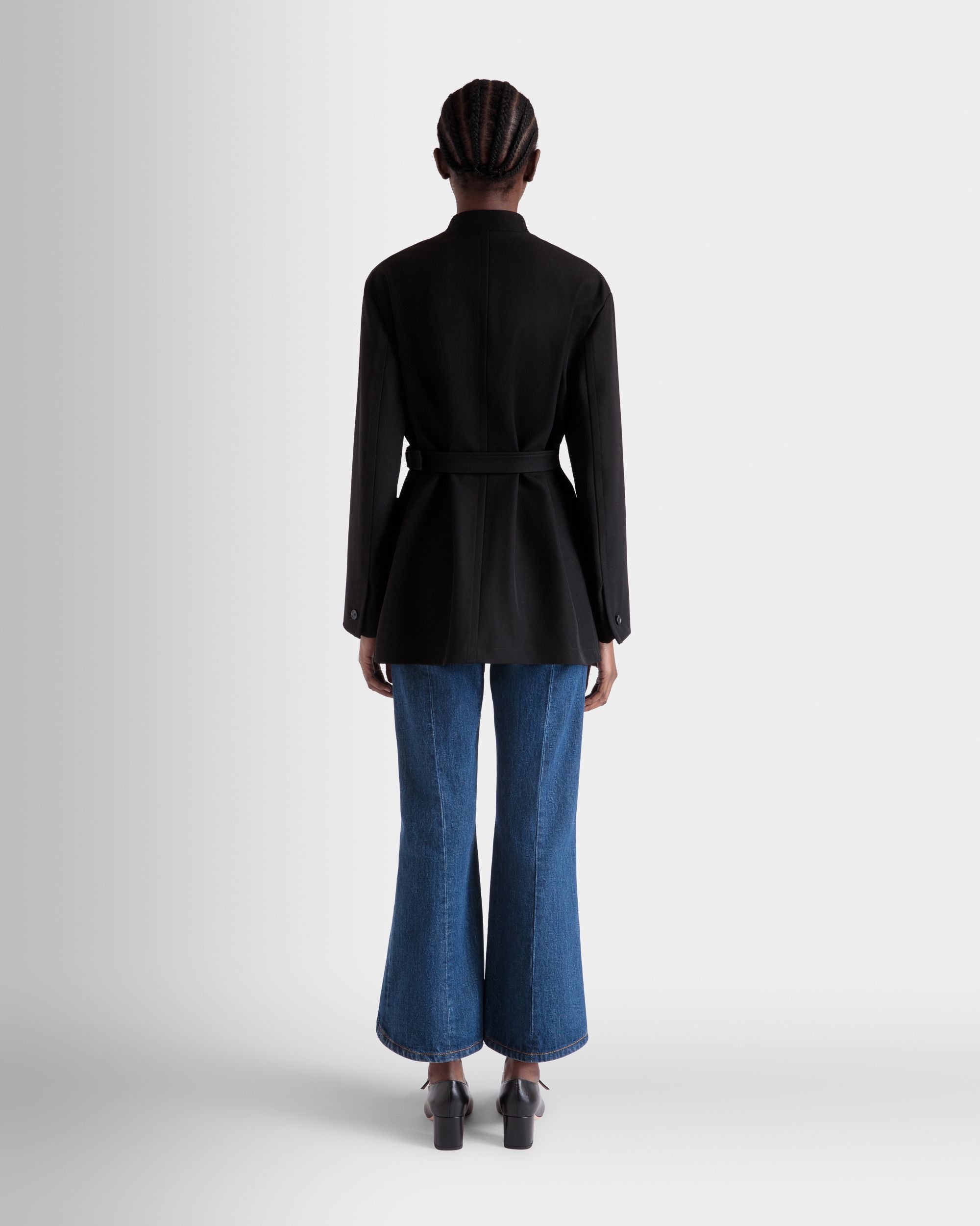 Jacke Mit Gürtel Aus Schwarzer Nylon-Gabardine - Damen - Bally - 06