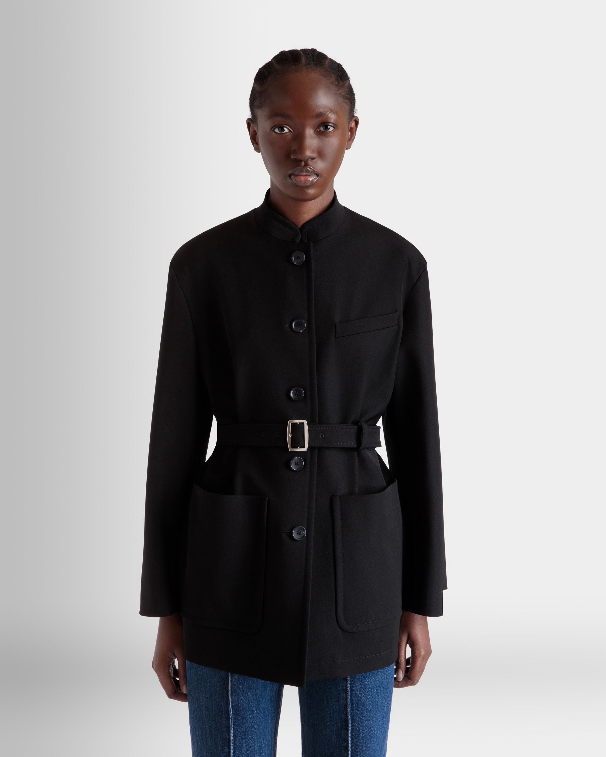 Jacke Mit Gürtel Aus Schwarzer Nylon-Gabardine - Damen - Bally - 08