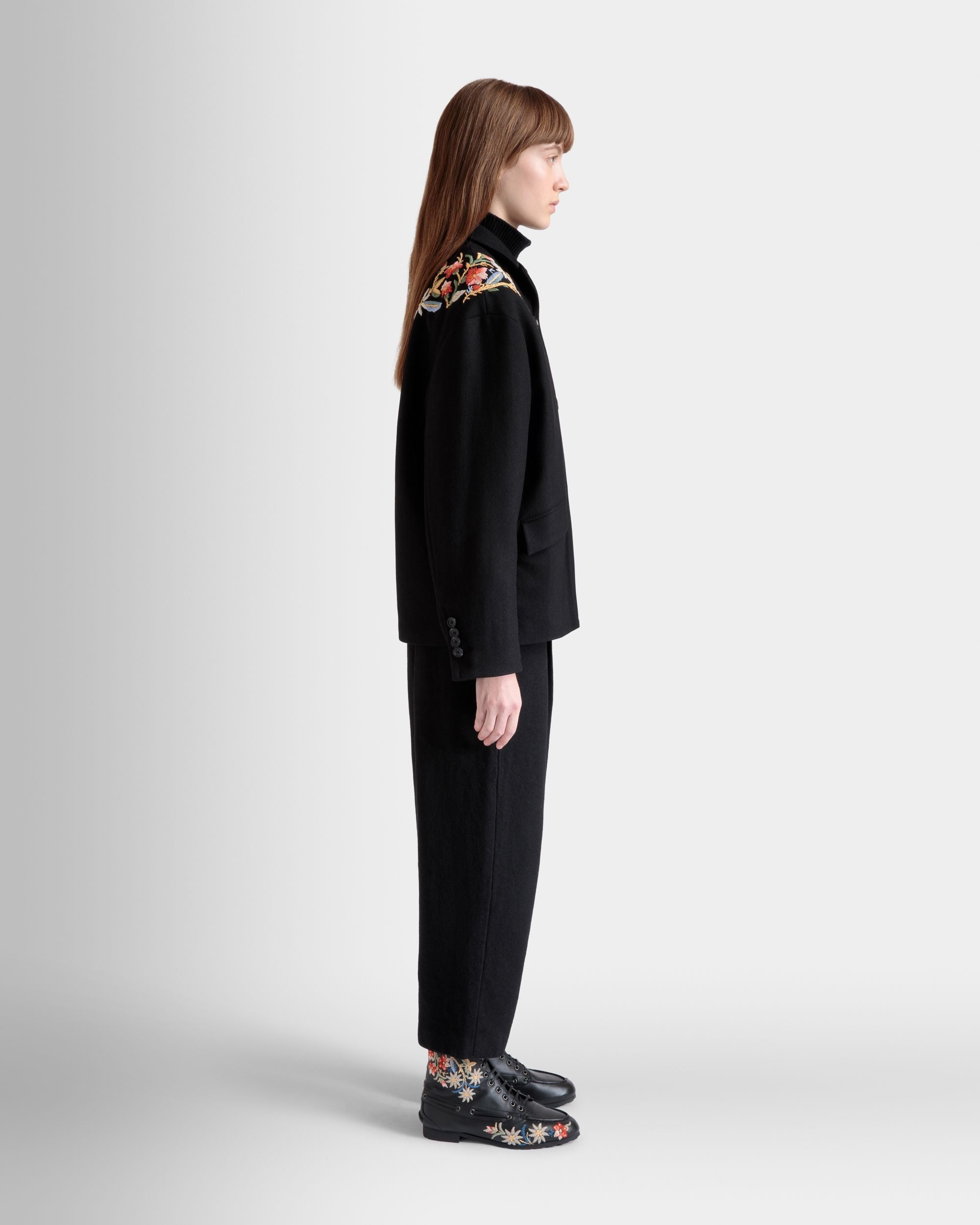 Winter Capsule Jacke Mit Alpenblumen Aus Wollmix In Schwarz - Damen - Bally - 04