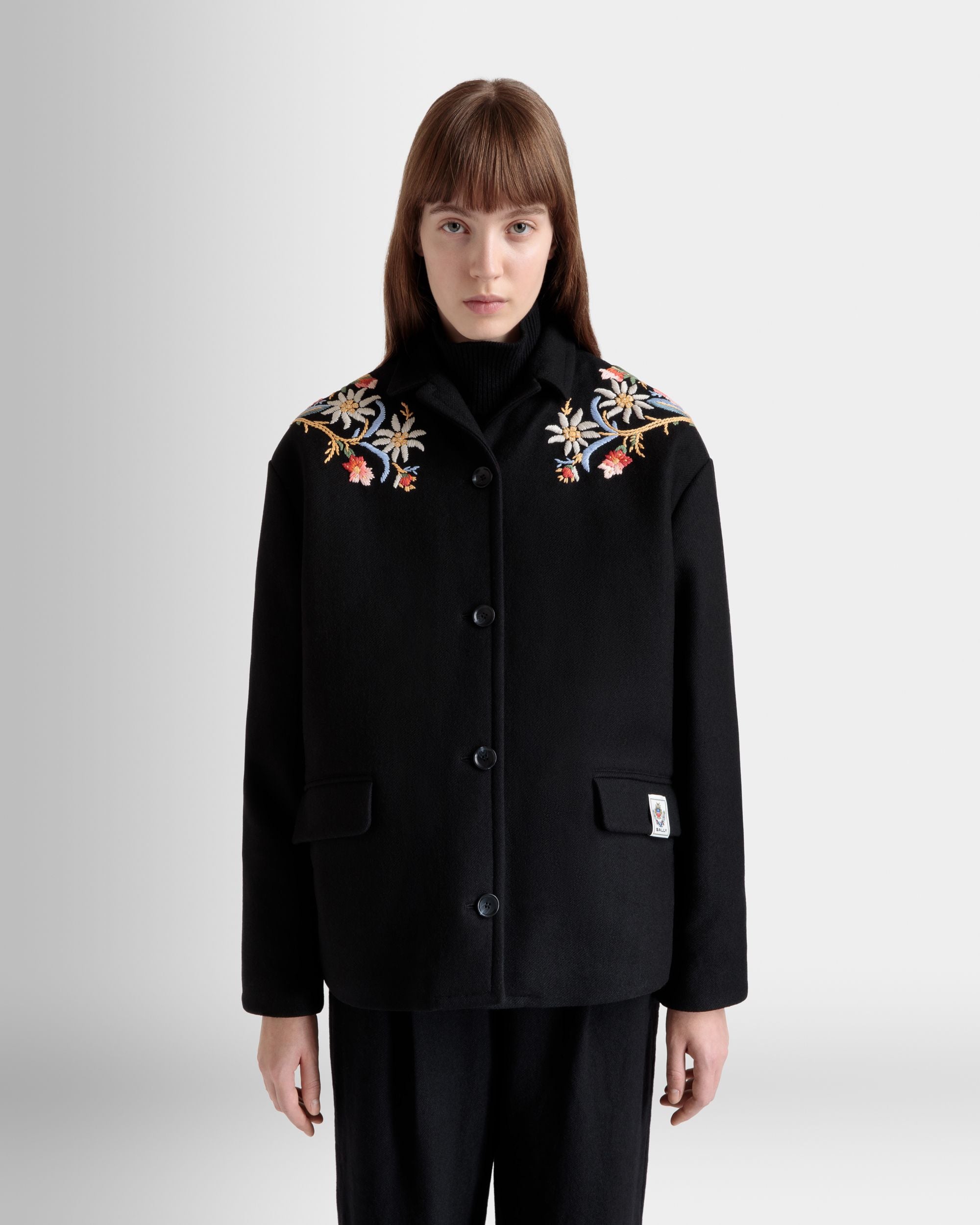 Winter Capsule Jacke Mit Alpenblumen Aus Wollmix In Schwarz - Damen - Bally - 07