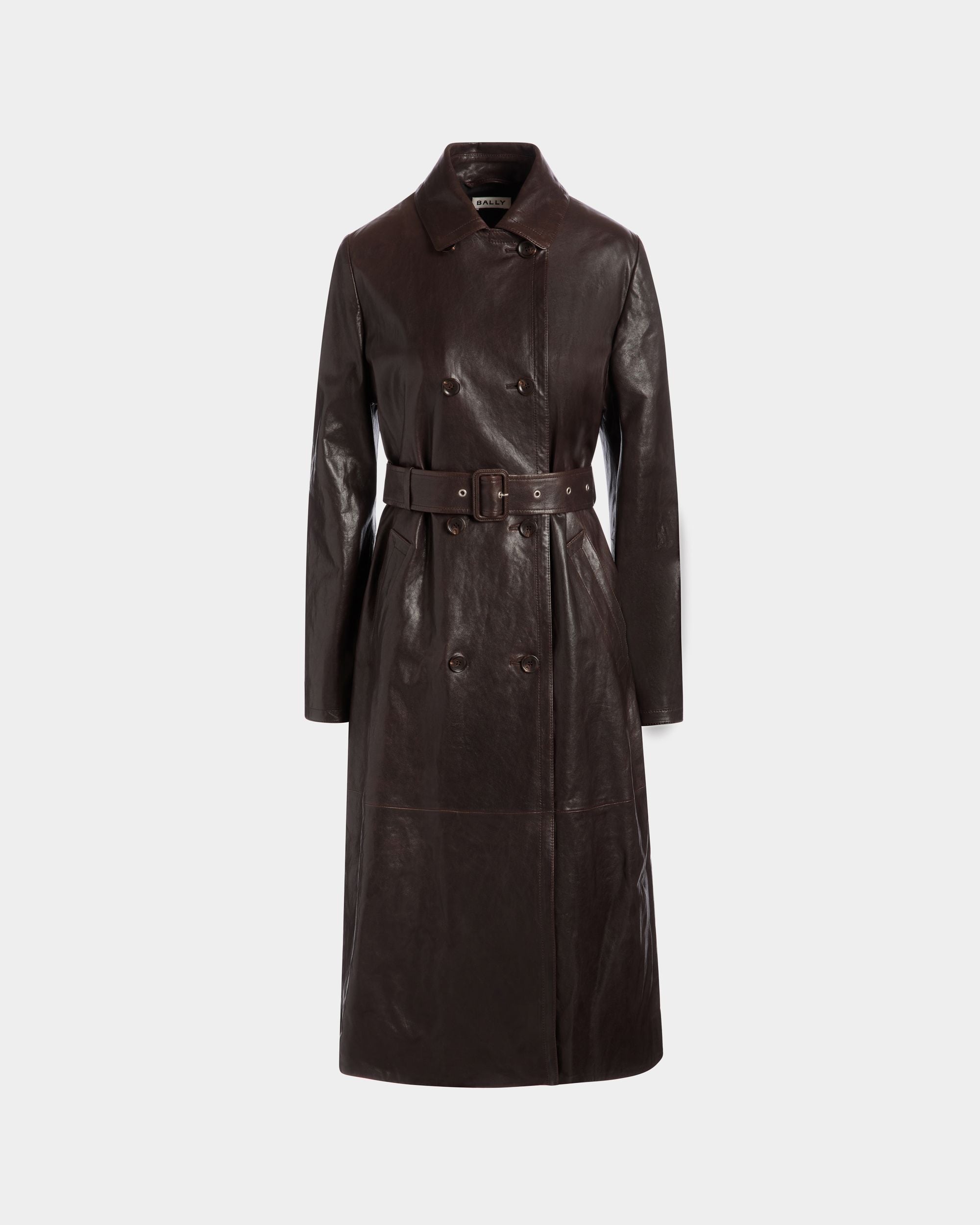 Mantel Mit Gürtel Aus Leder In Ebenholzschwarz - Damen - Bally - 01