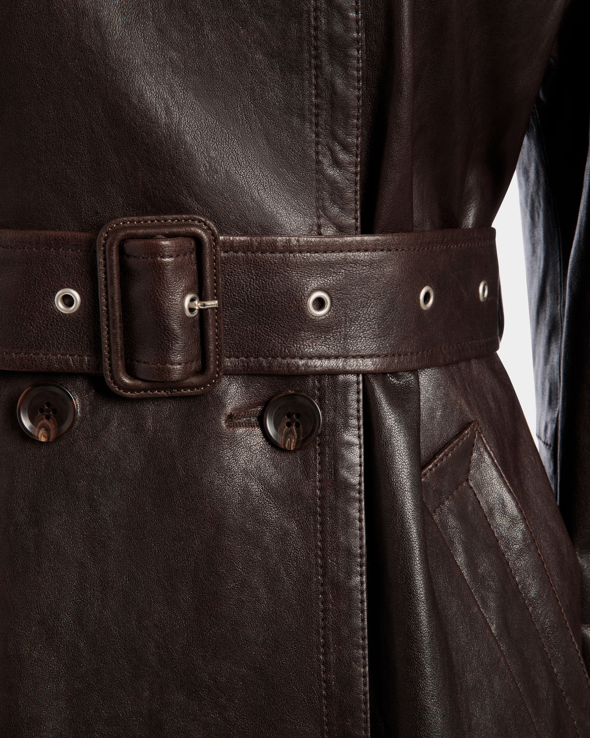 Mantel Mit Gürtel Aus Leder In Ebenholzschwarz - Damen - Bally - 04