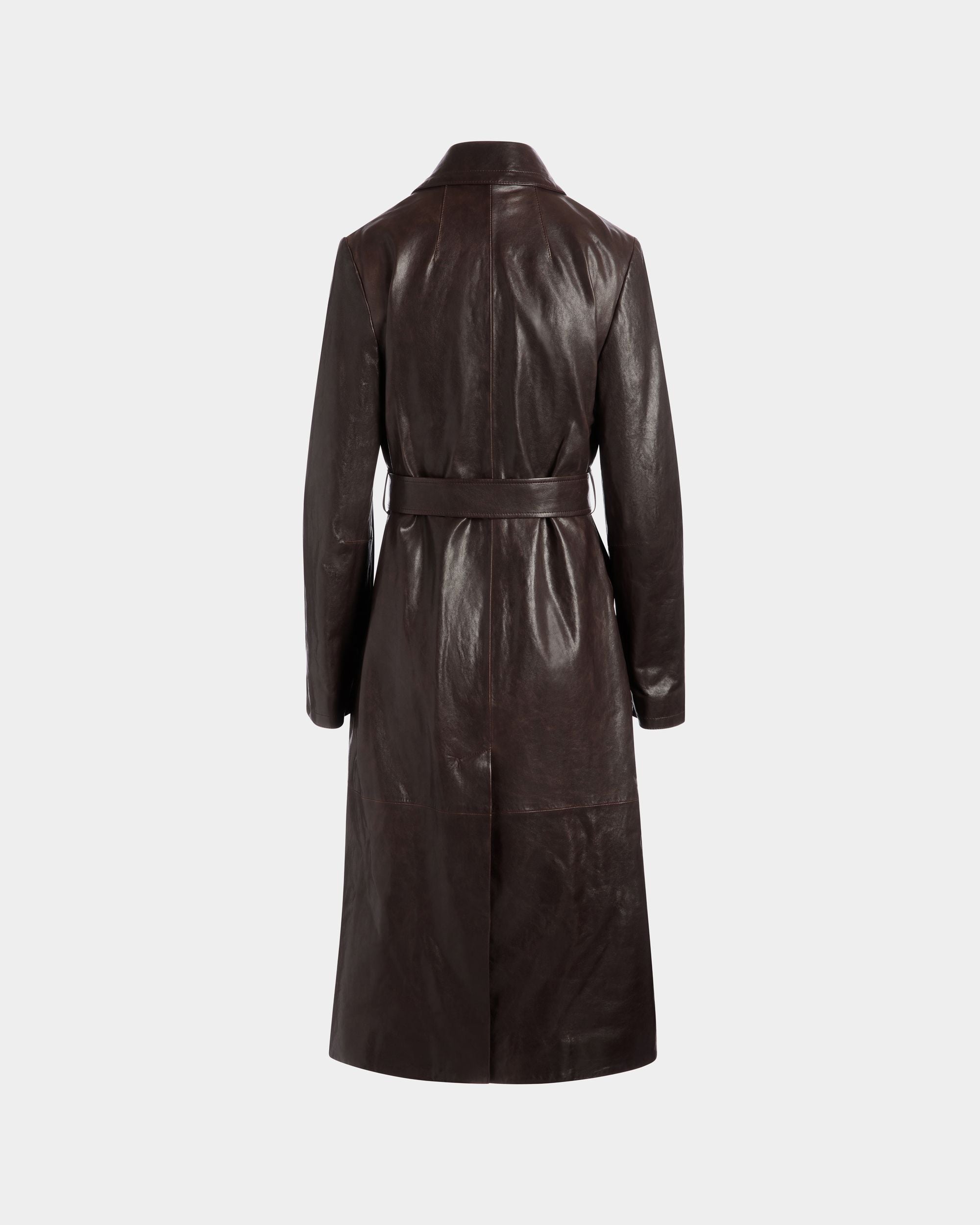 Mantel Mit Gürtel Aus Leder In Ebenholzschwarz - Damen - Bally - 07