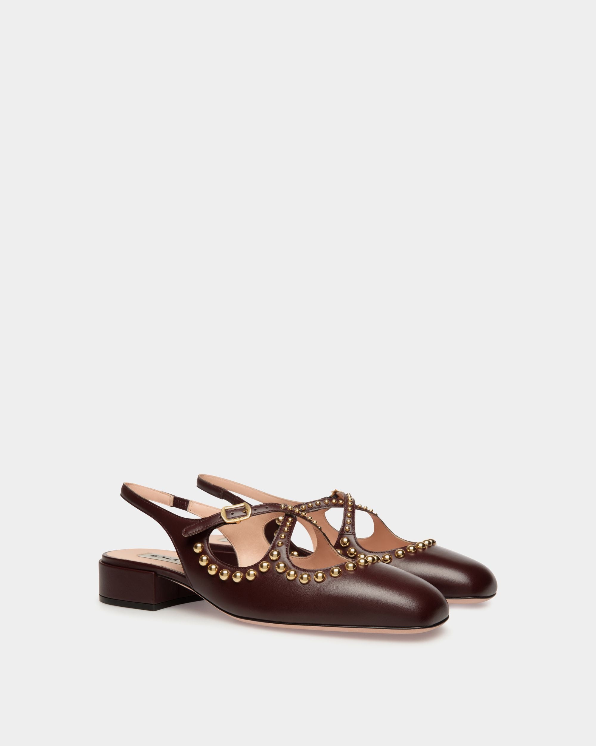 Ballyrina Slingbacks Aus Leder In Tiefem Burgunderrot - Damen - Bally - 02