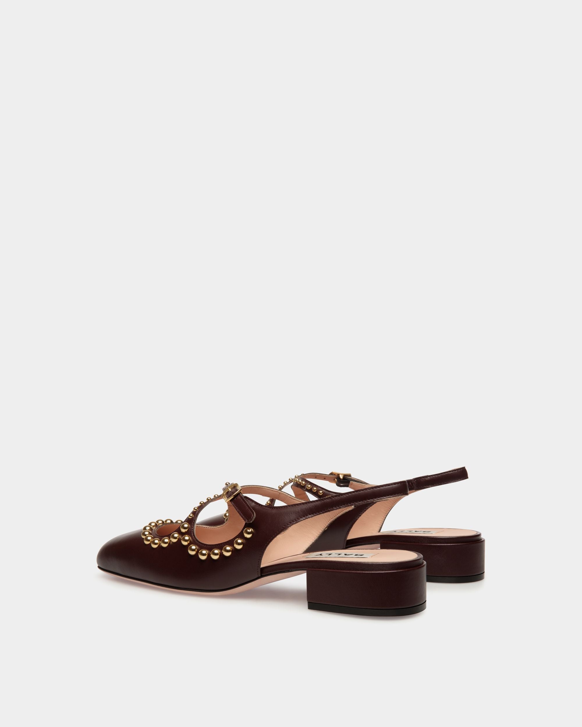 Ballyrina Slingbacks Aus Leder In Tiefem Burgunderrot - Damen - Bally - 03