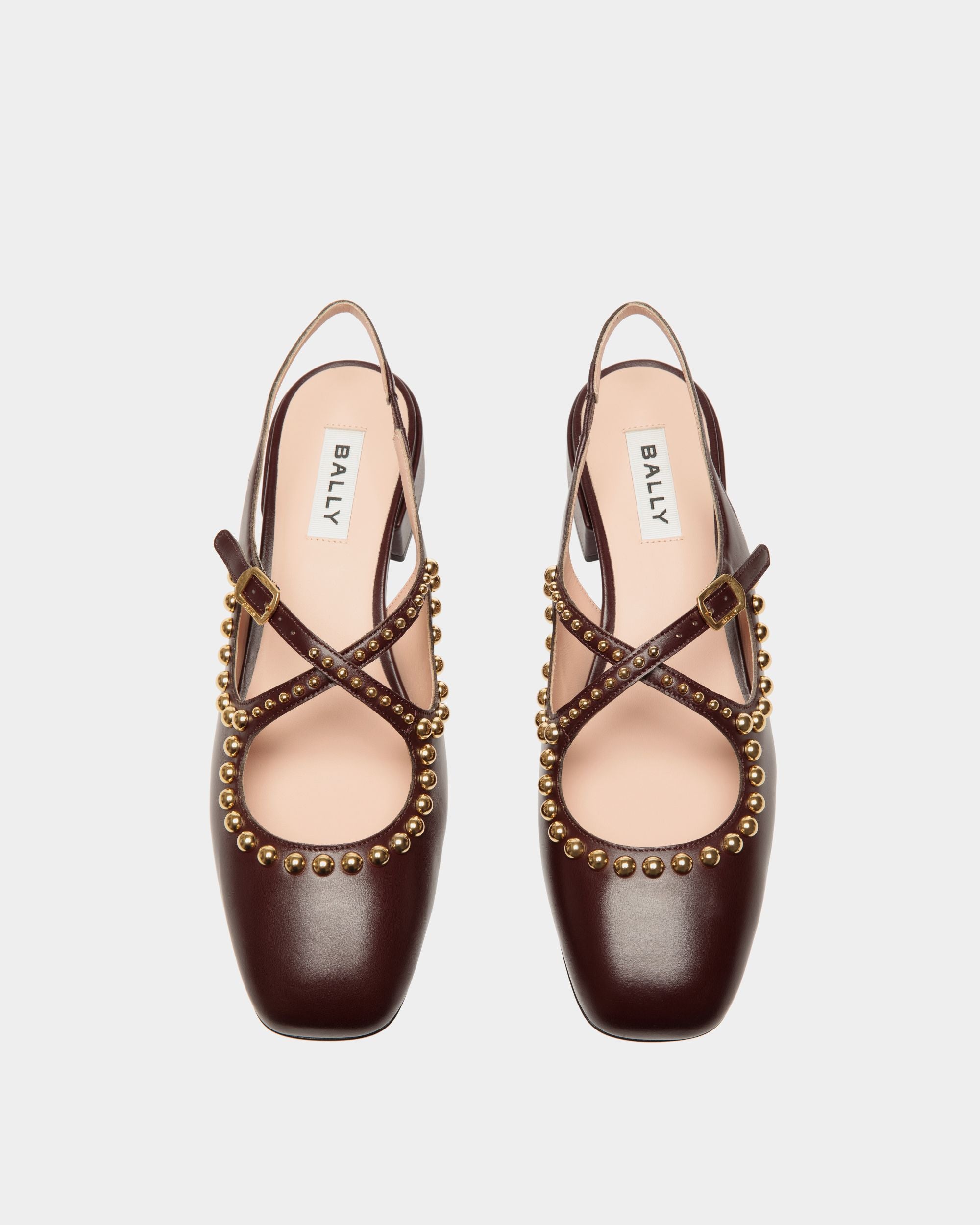 Ballyrina Slingbacks Aus Leder In Tiefem Burgunderrot - Damen - Bally - 04