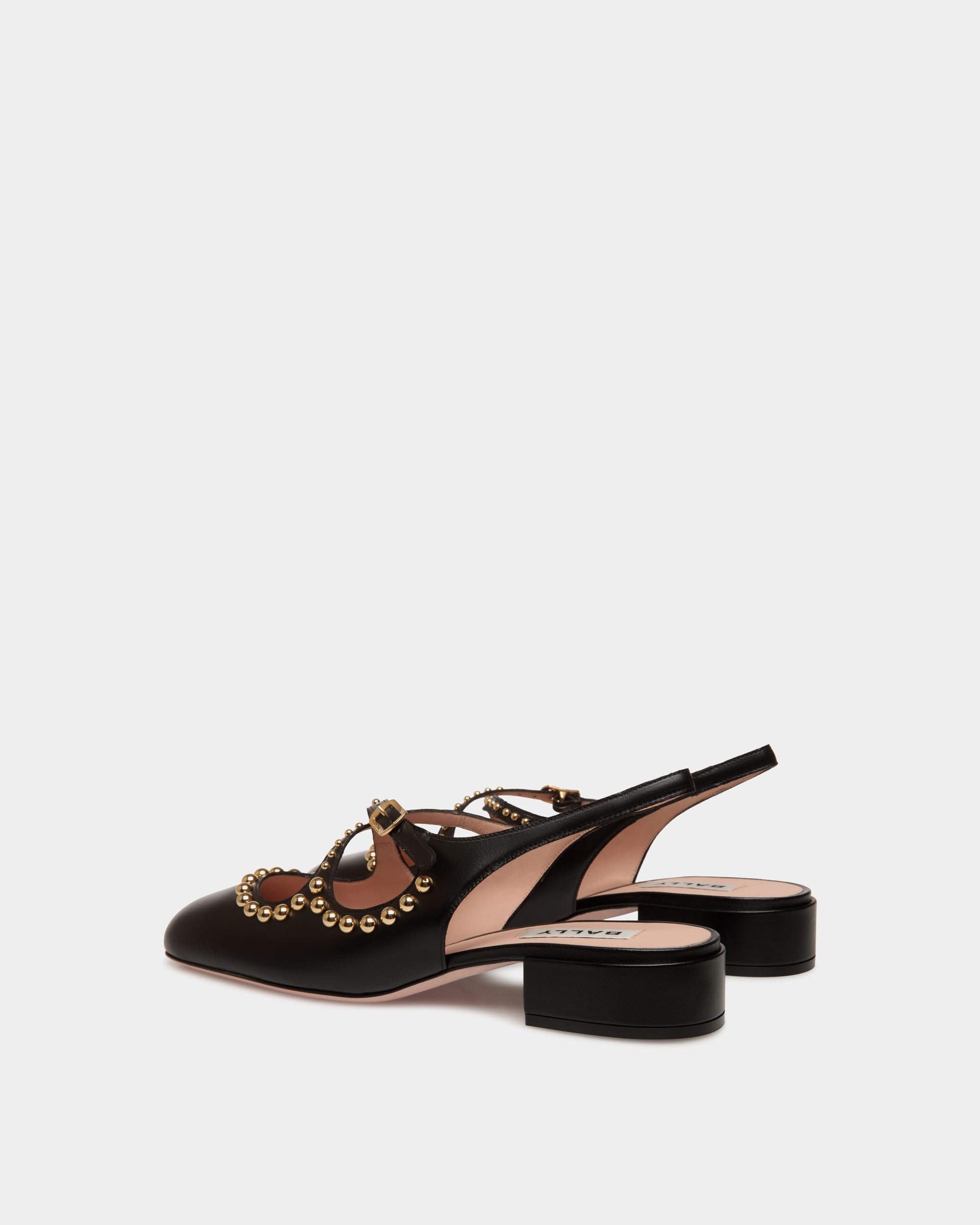 Ballyrina Slingpumps Aus Schwarzem Leder Mit Nieten - Damen - Bally - 04