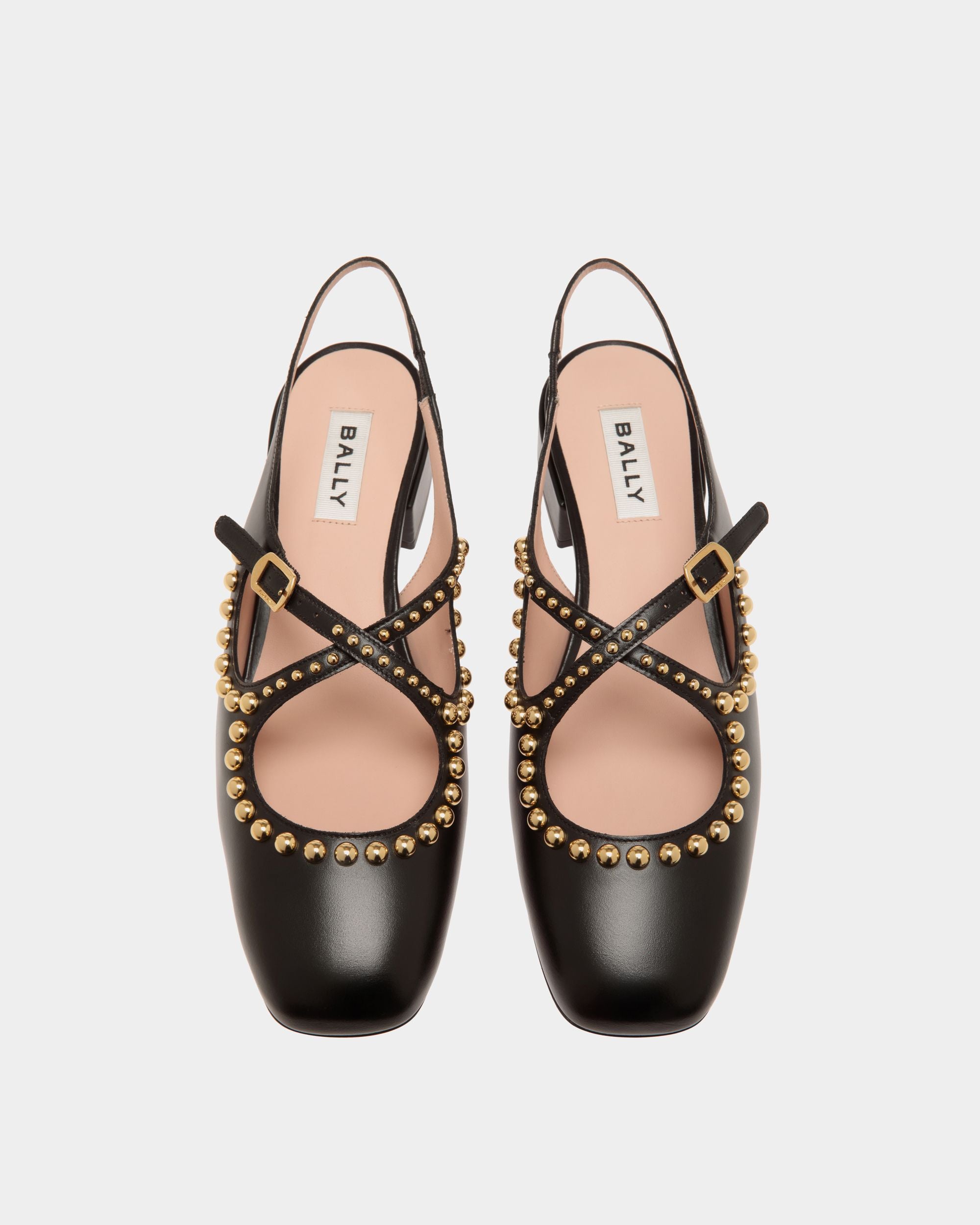 Ballyrina Slingpumps Aus Schwarzem Leder Mit Nieten - Damen - Bally - 05