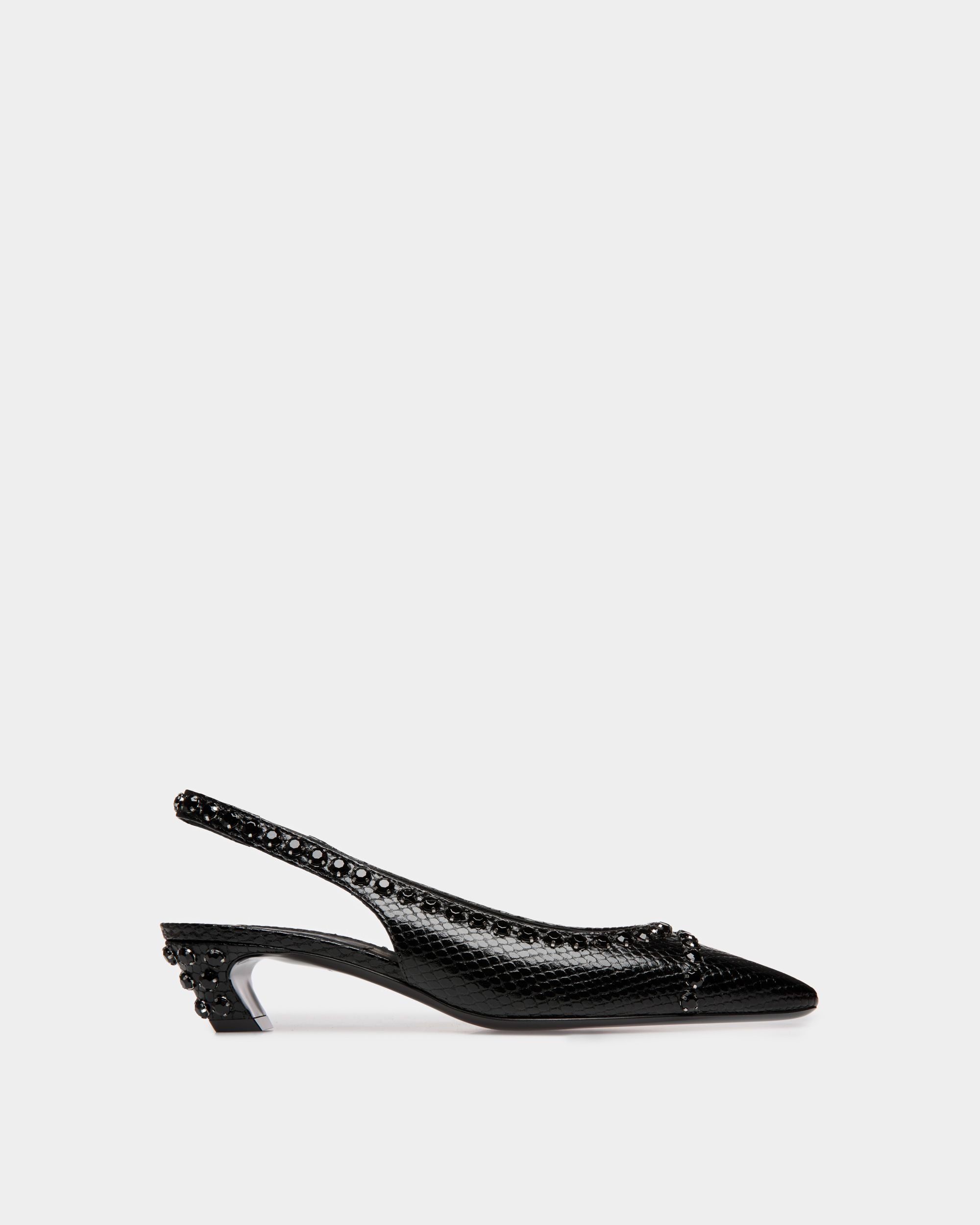 Sylt Slingback-Pumps Aus Leder Mit Python-Print In Schwarz - Damen - Bally - 01