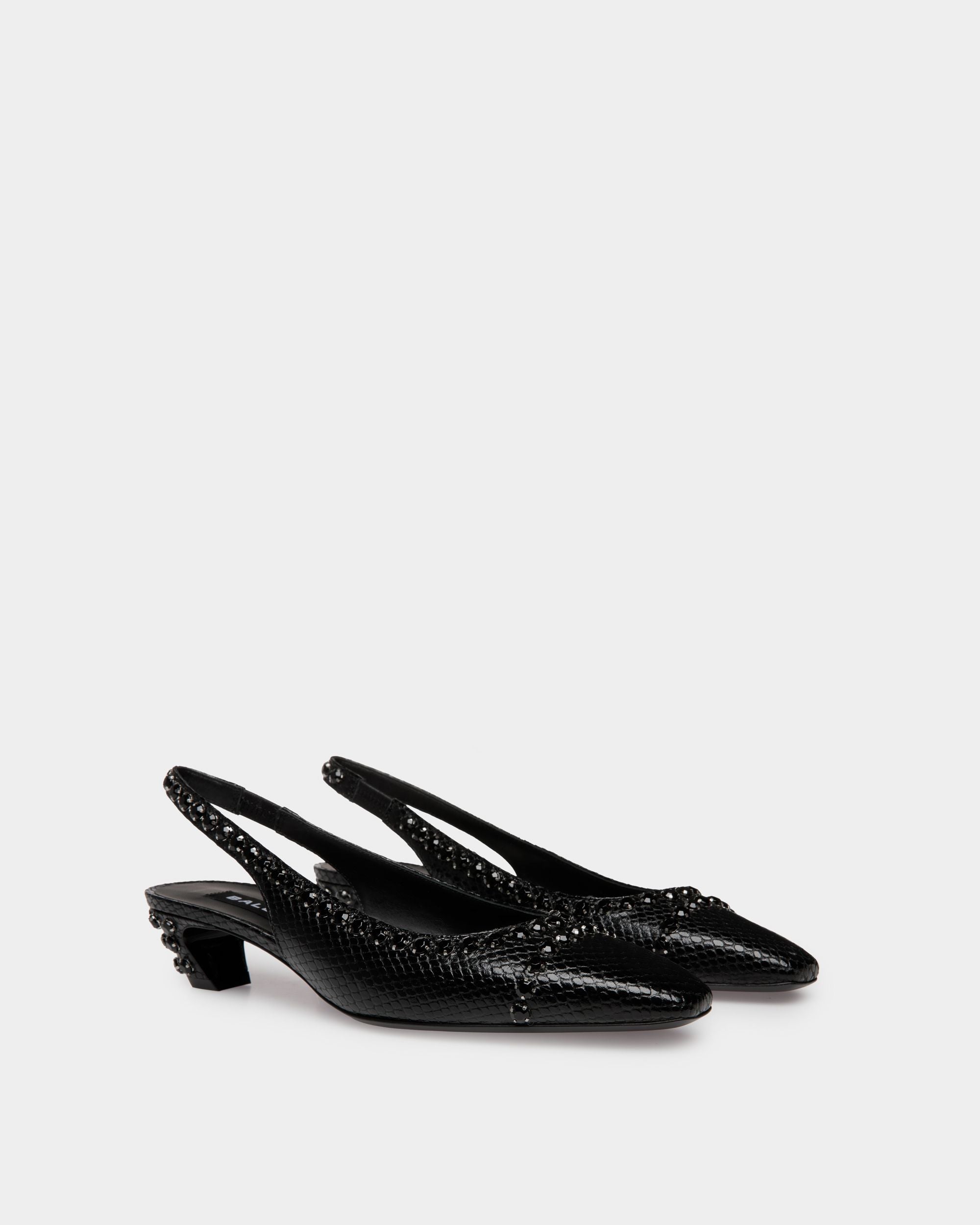 Sylt Slingback-Pumps Aus Leder Mit Python-Print In Schwarz - Damen - Bally - 02
