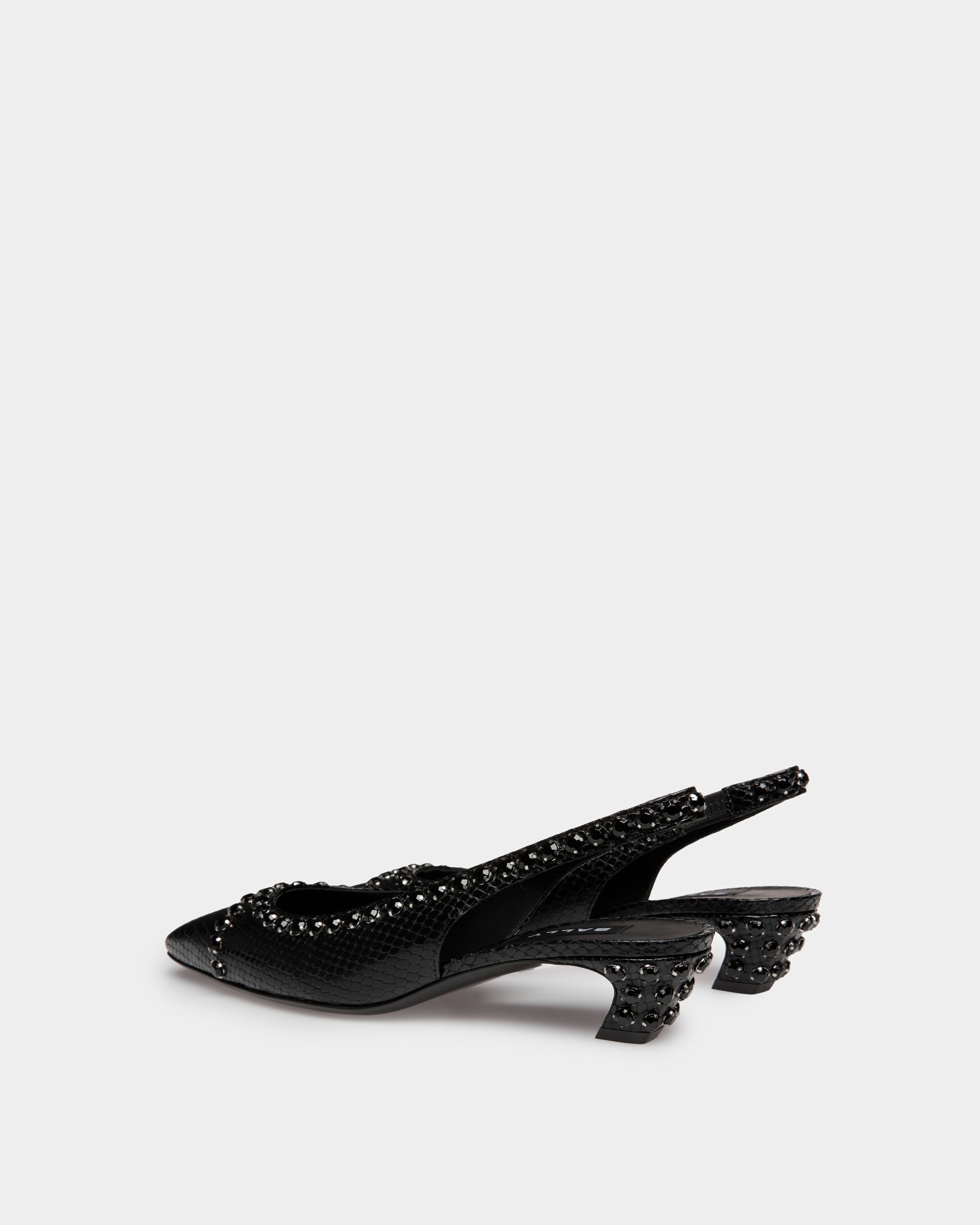 Sylt Slingback-Pumps Aus Leder Mit Python-Print In Schwarz - Damen - Bally - 03