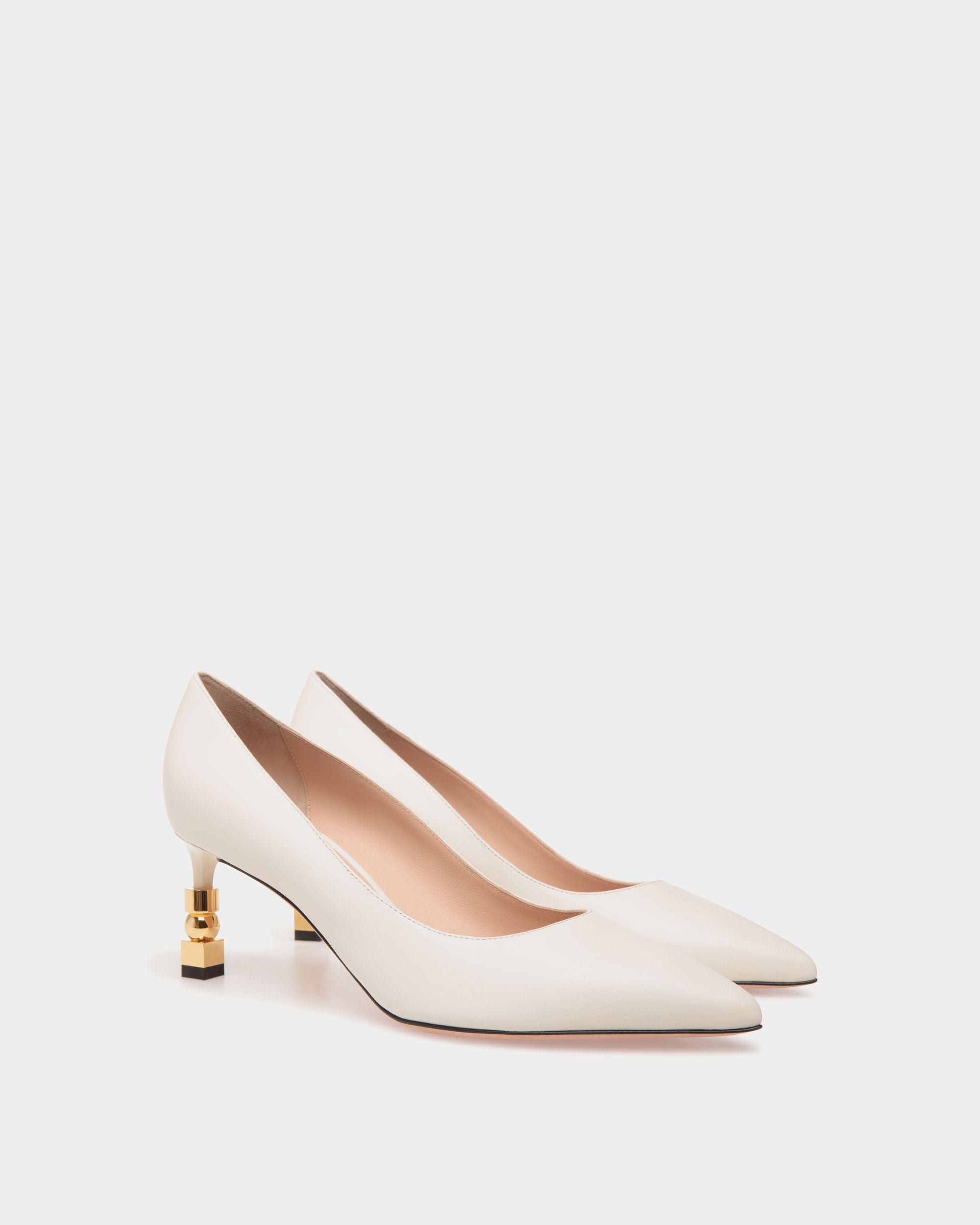 Block Pumps In White Leather - Damen - Bally - 02