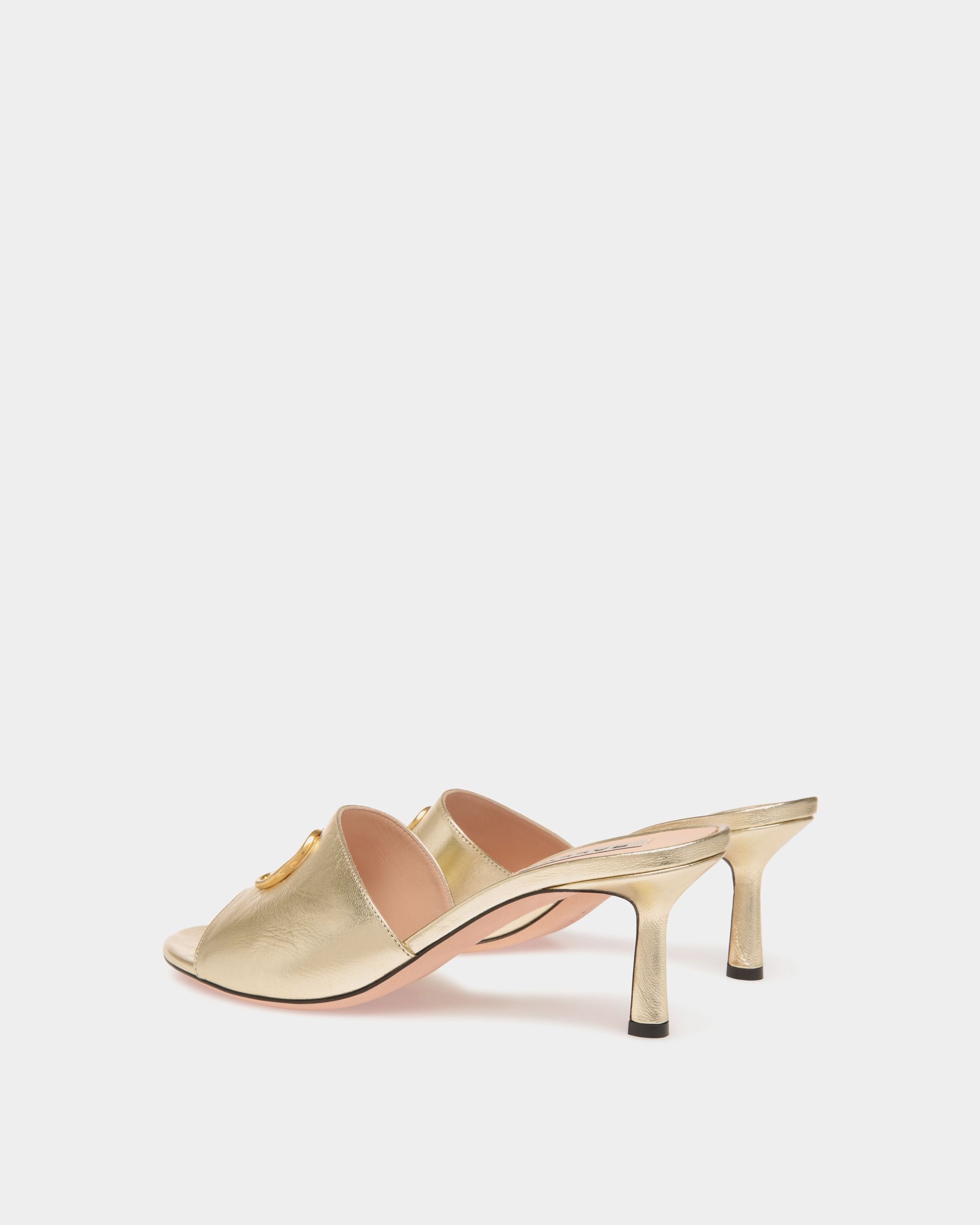 Emblem Sandals In Gold Leather - Damen - Bally - 03