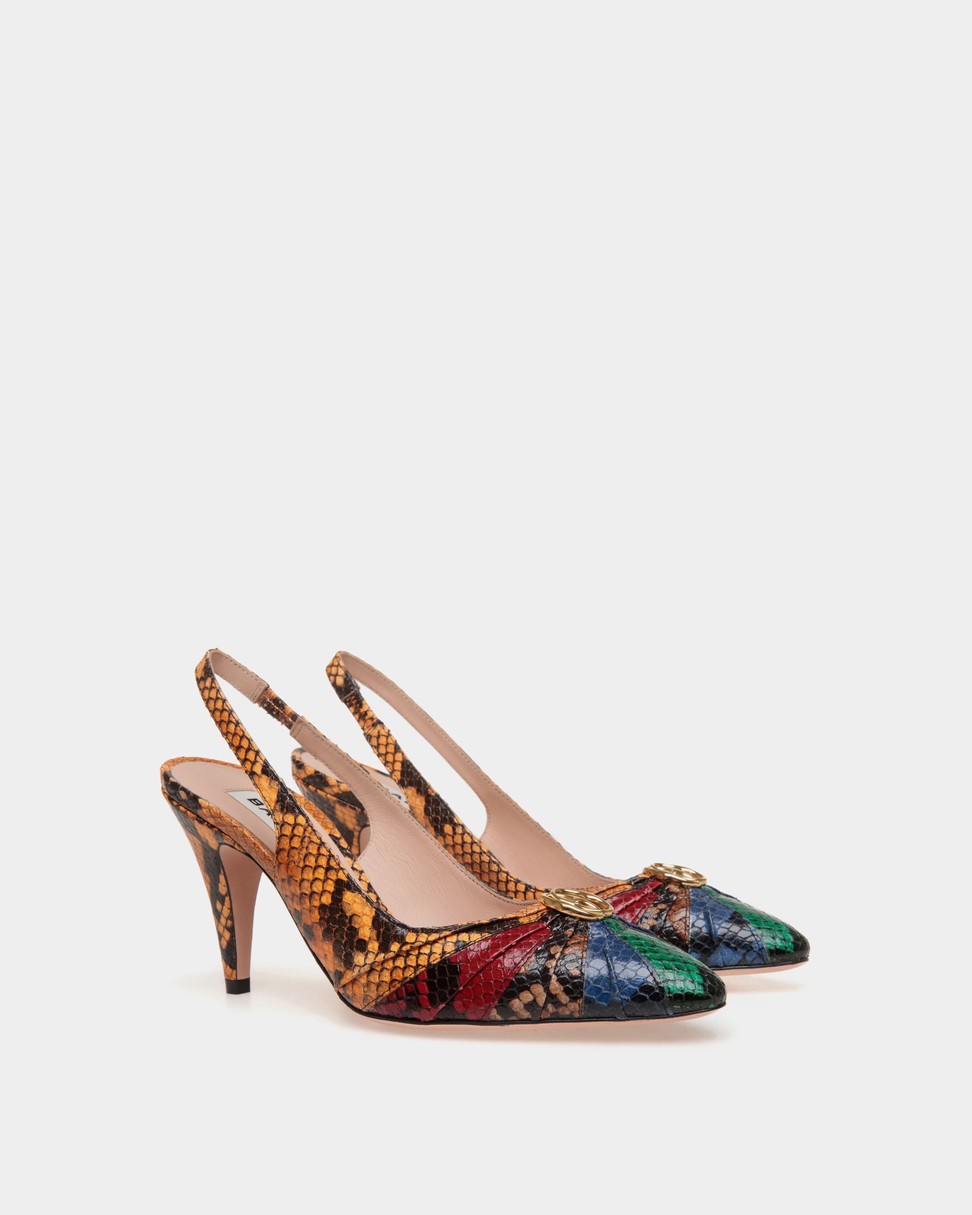 Jolene Slingbacks Aus Mehrfarbigem Leder Mit Python-Print - Damen - Bally - 02